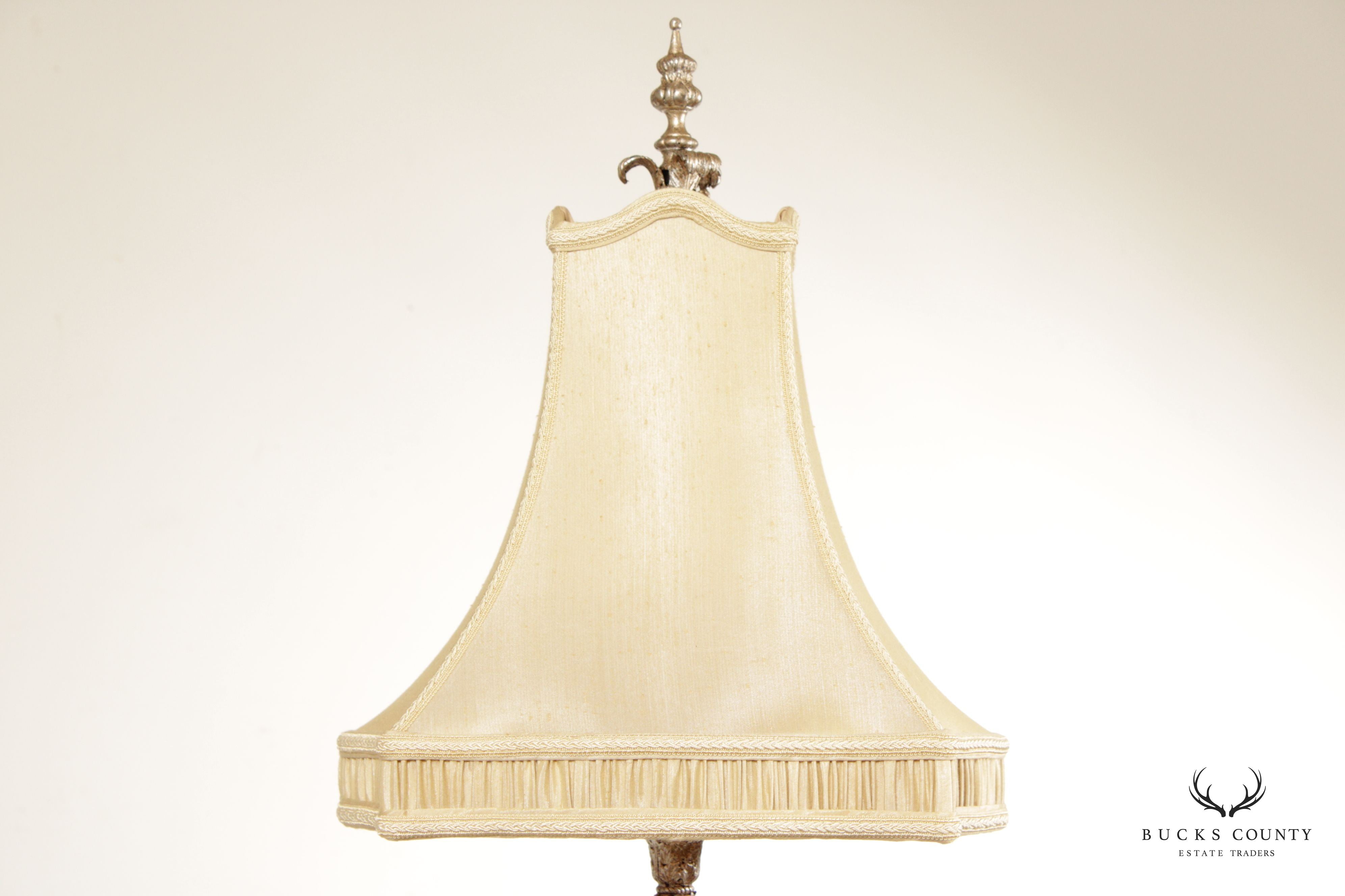 John-Richard Classical Style Pair of Acanthus Carved Table Lamps