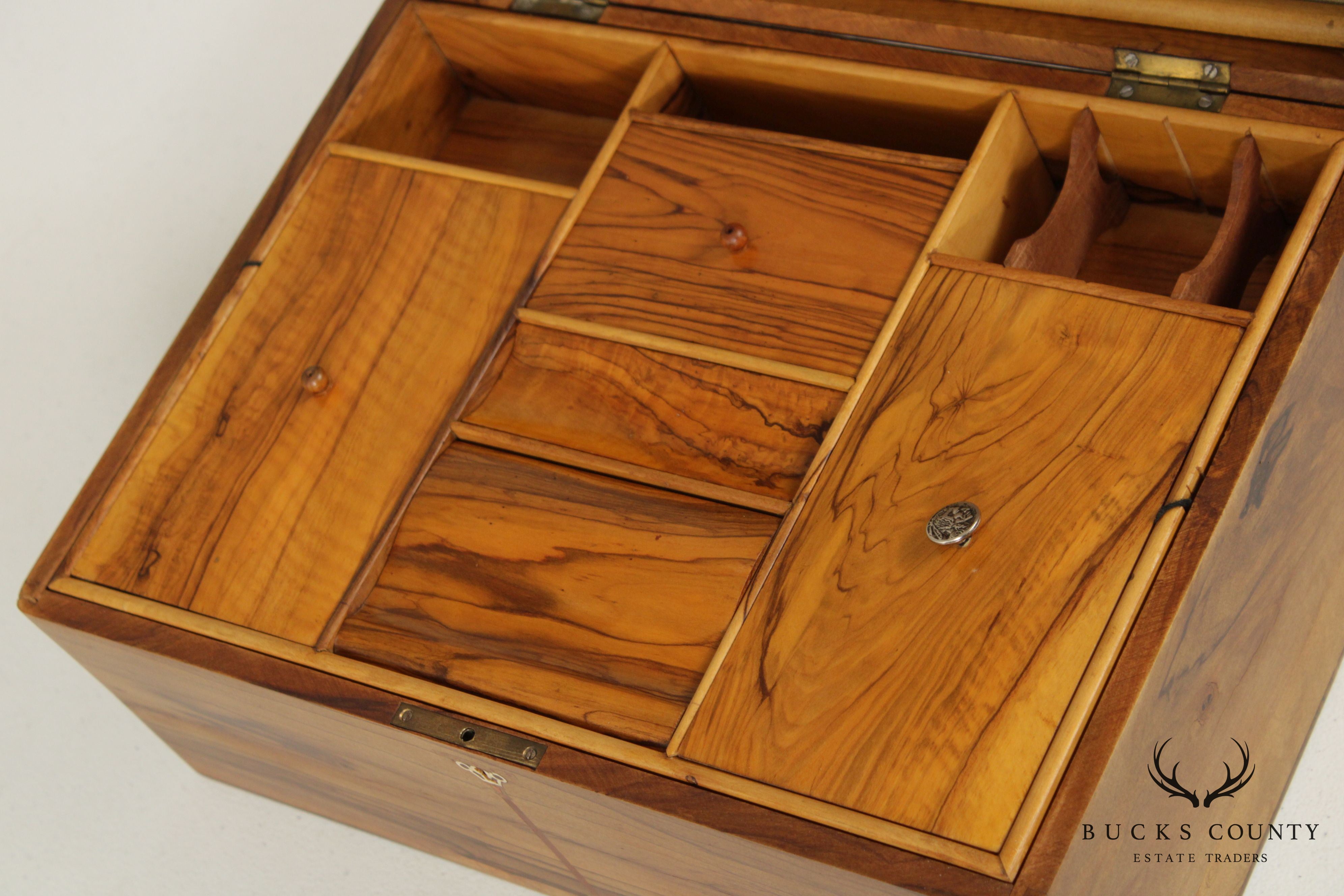 Antique Exotic Wood Inlaid Sewing or Desk Box