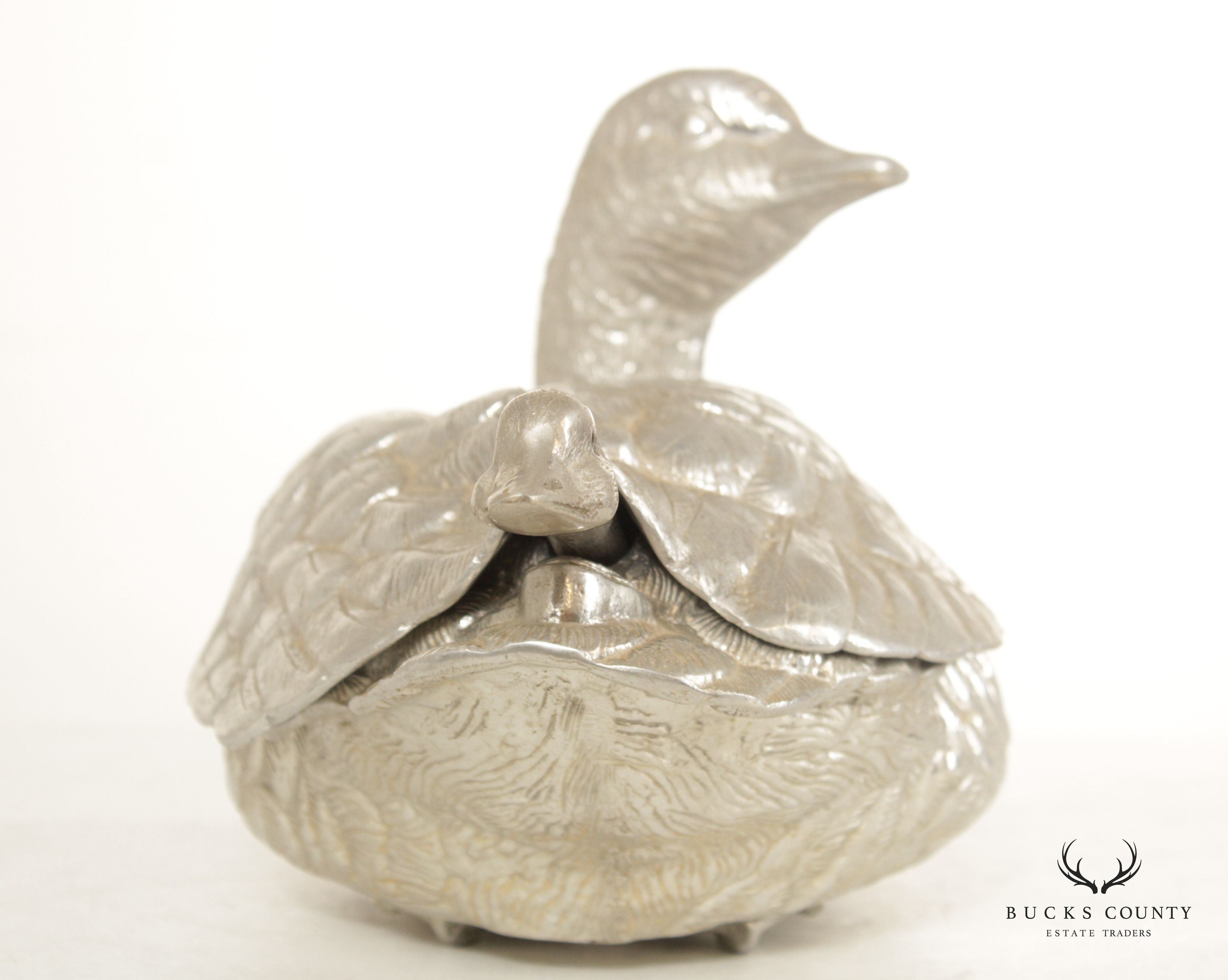 Arthur Court Polished Aluminum Duck Tureen and Ladle