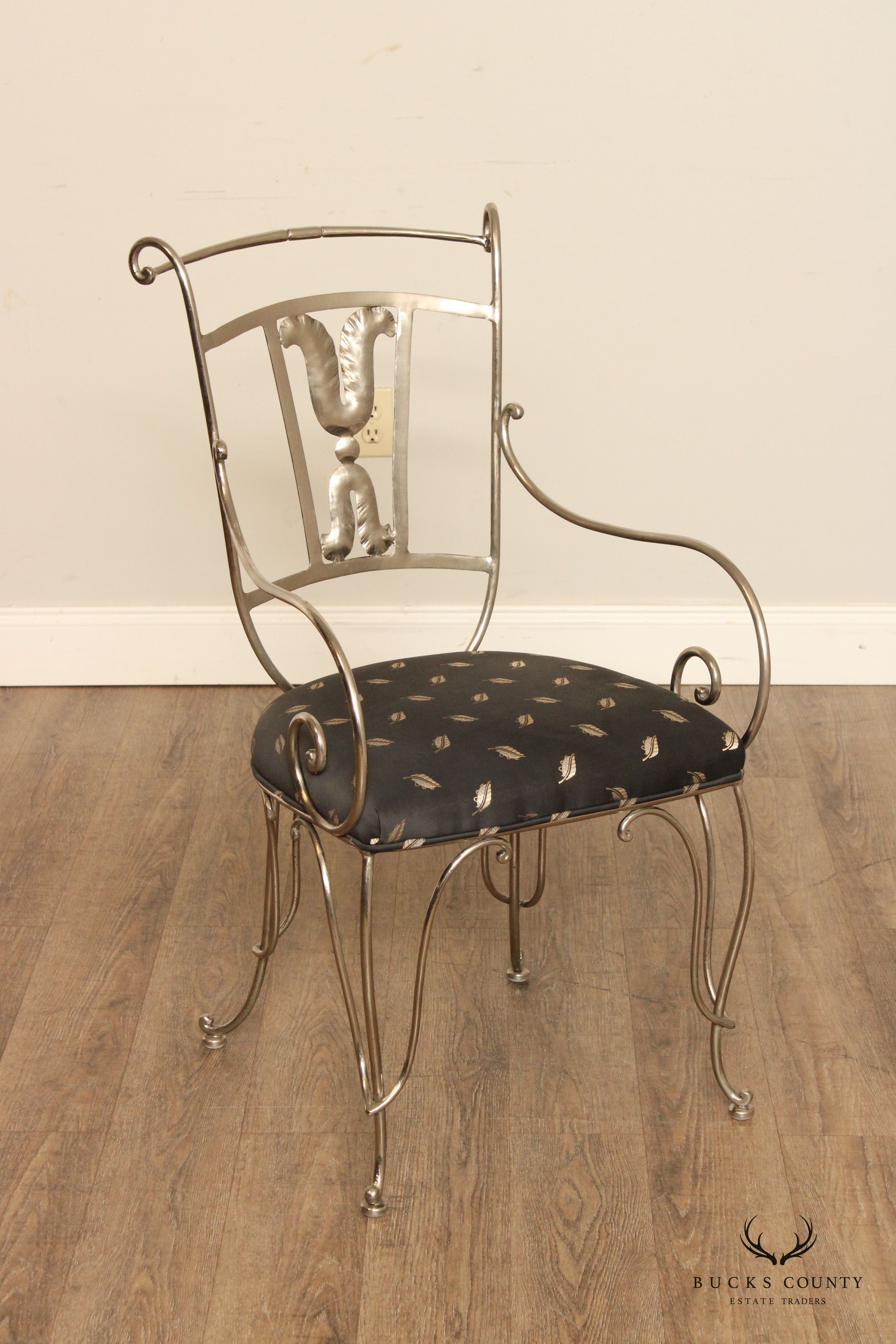 Contemporary French Style Polished Steel 5-Piece Dining Set