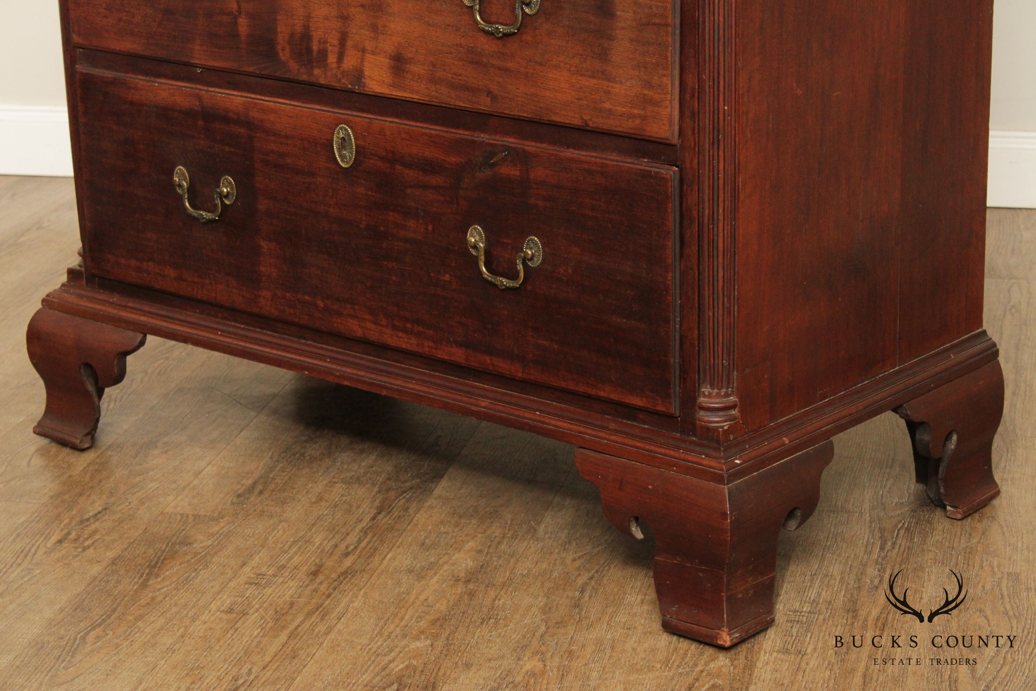 Antique 18th Century American Chippendale Style Mahogany High Chest