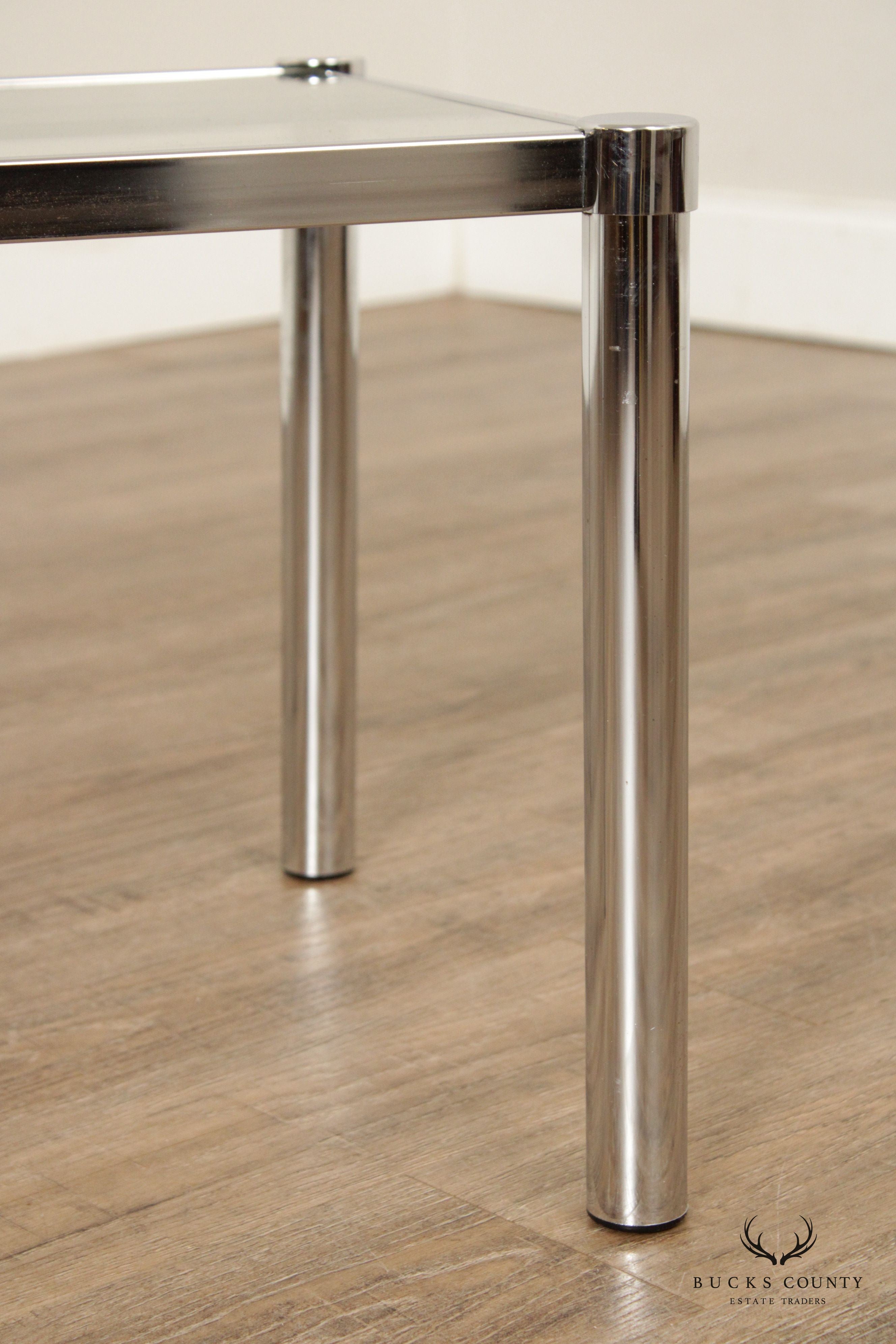 Post Modern Chrome and Glass Side Table