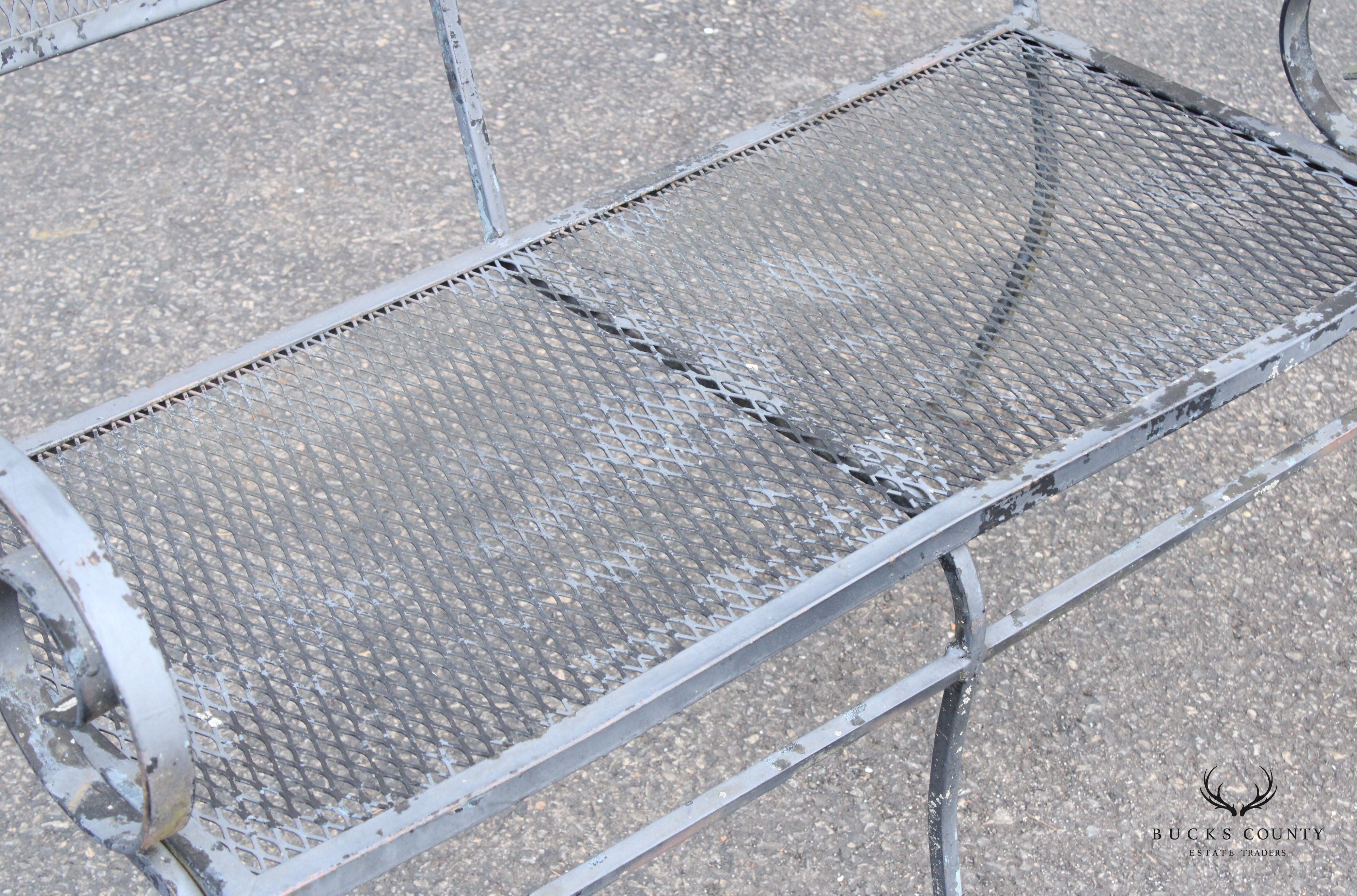 Vintage Wrought Iron Outdoor Garden Bench