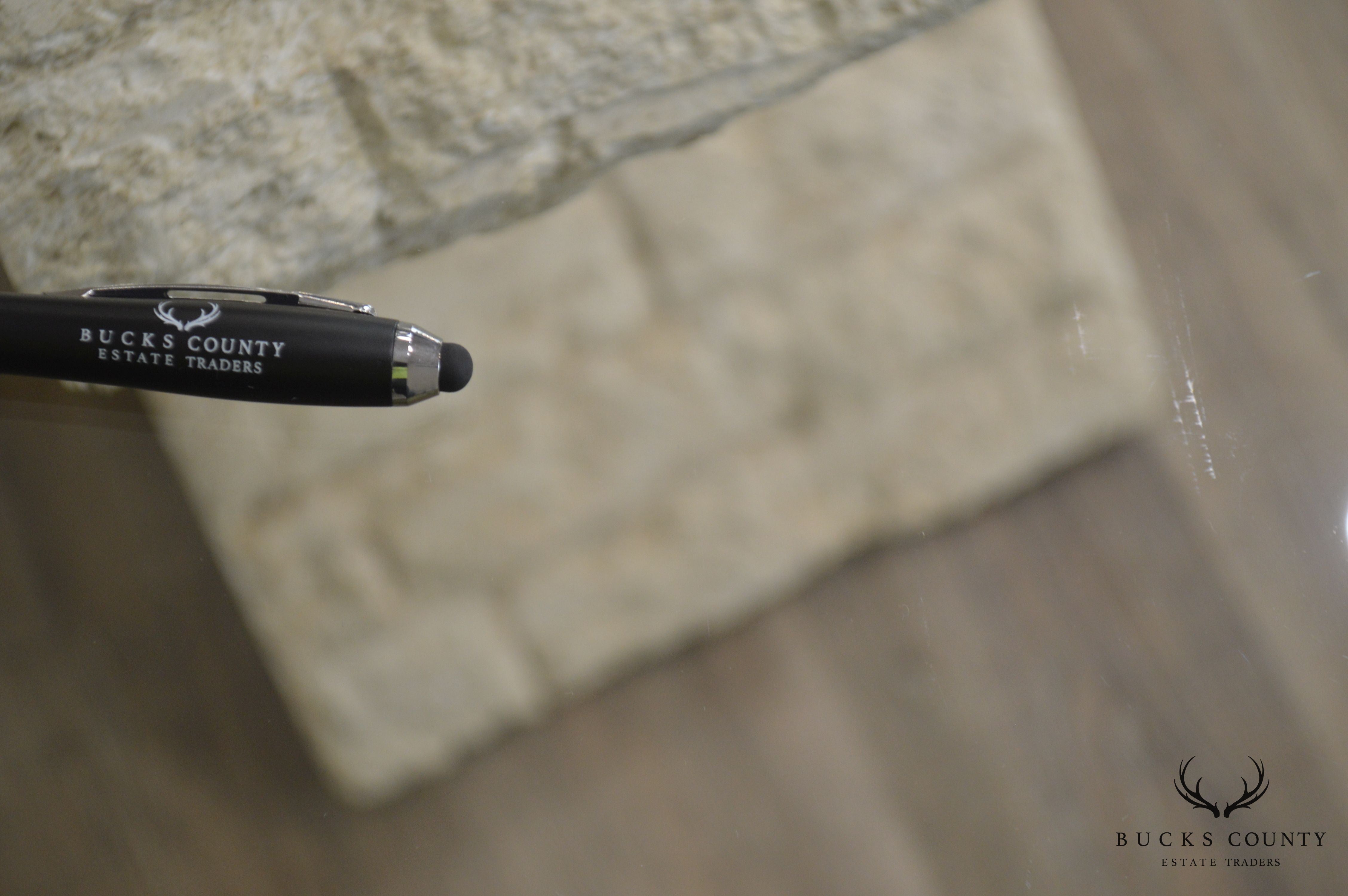 Postmodern Tessellated Marble Glass Top Sofa Table Console