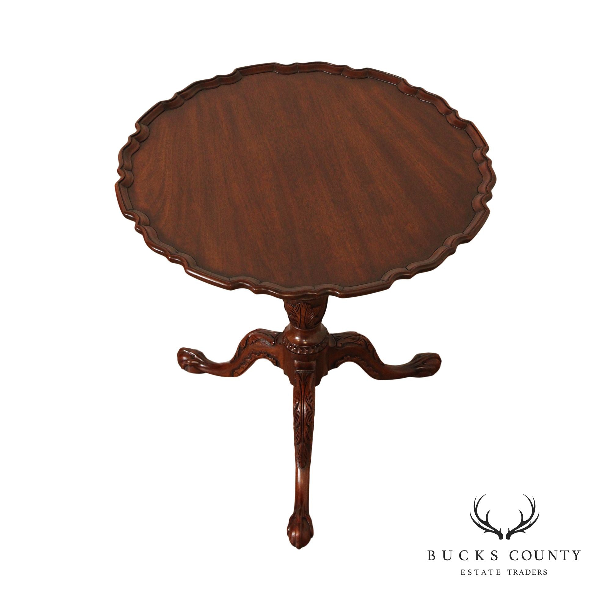 Henkel Harris Chippendale Style Mahogany Tilt Top Pie Crust Table