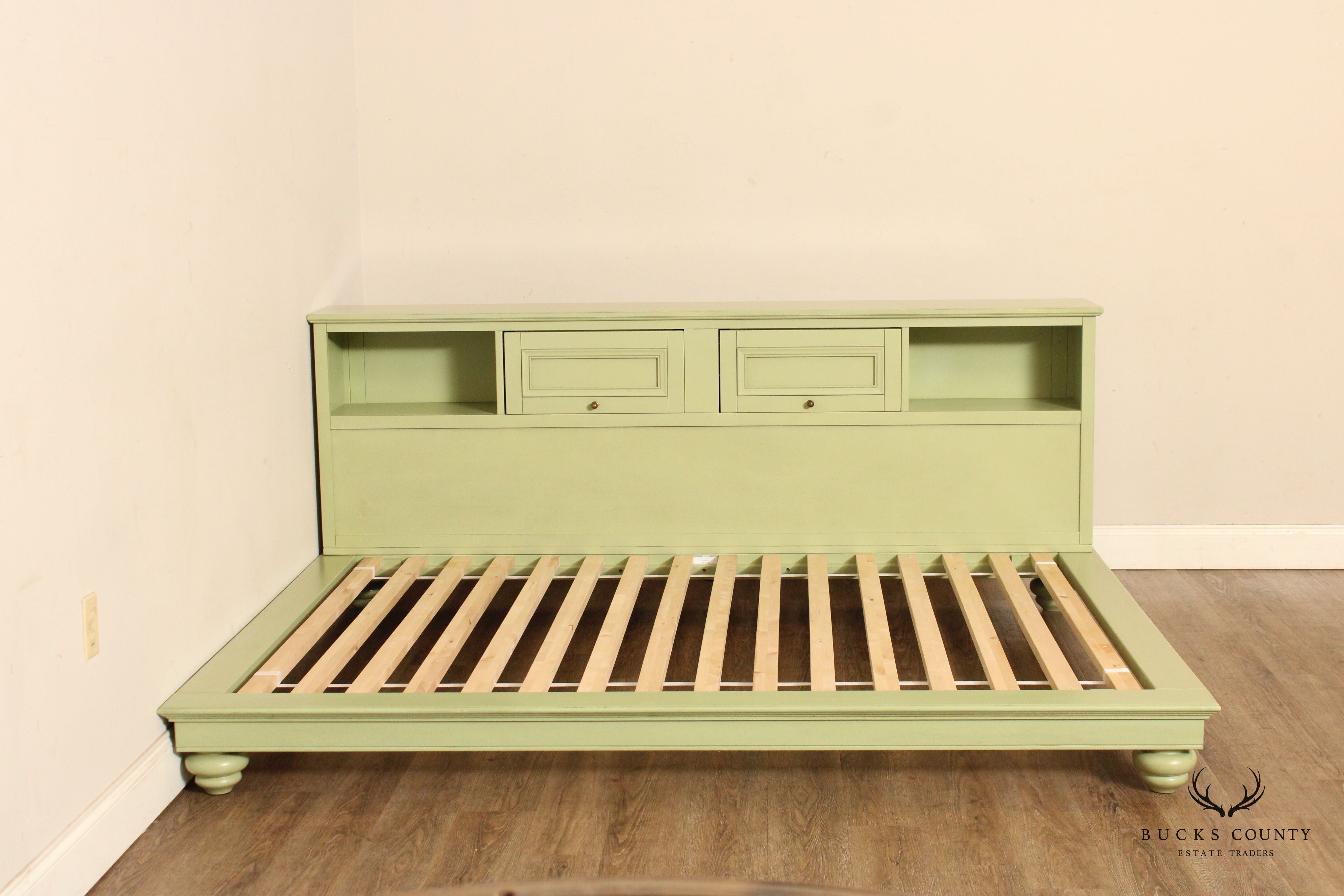 Pottery Barn Teen Green Painted King Size Platform Bed