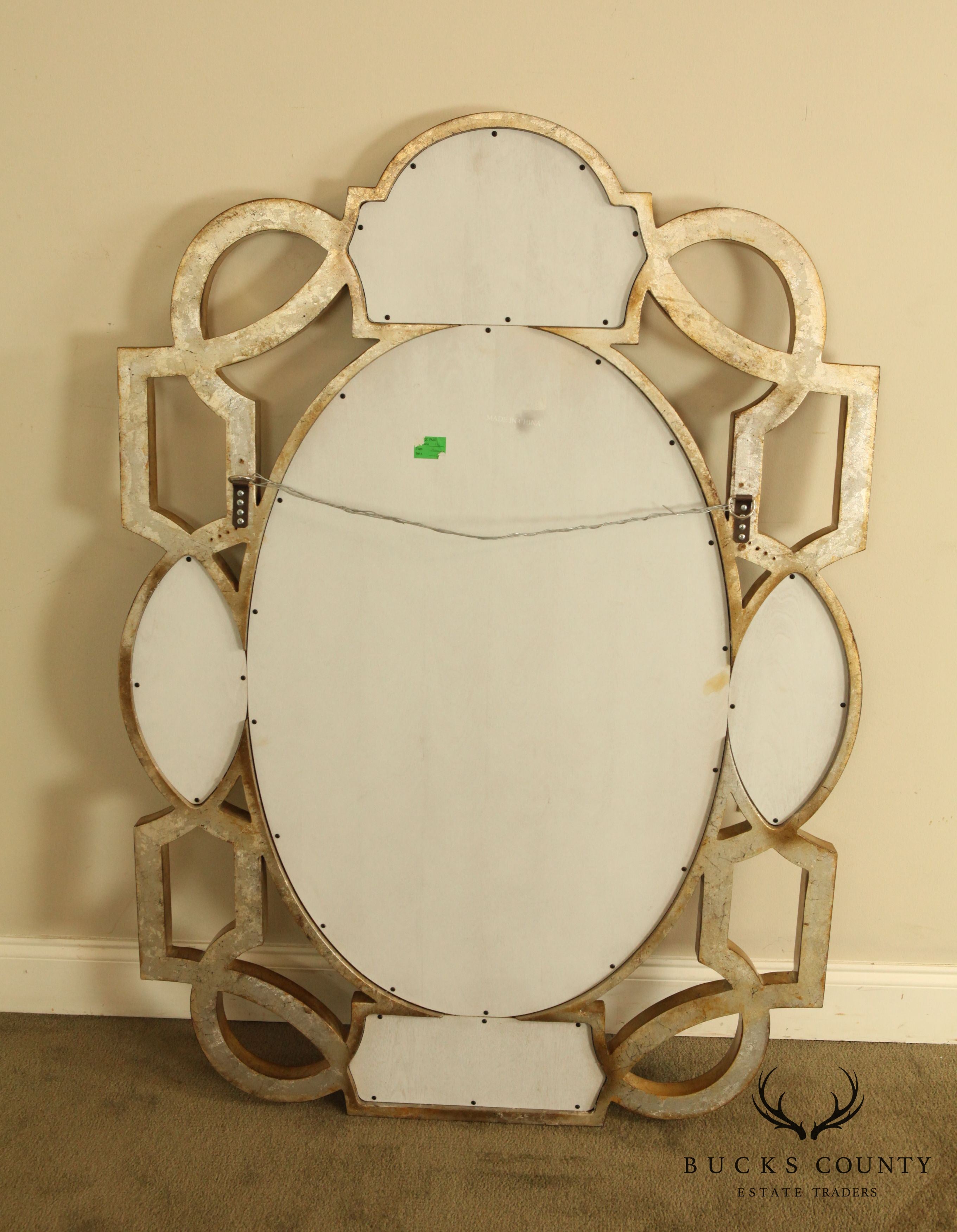 Classic Modern Style Silver Gilt Frame Wall Mirror