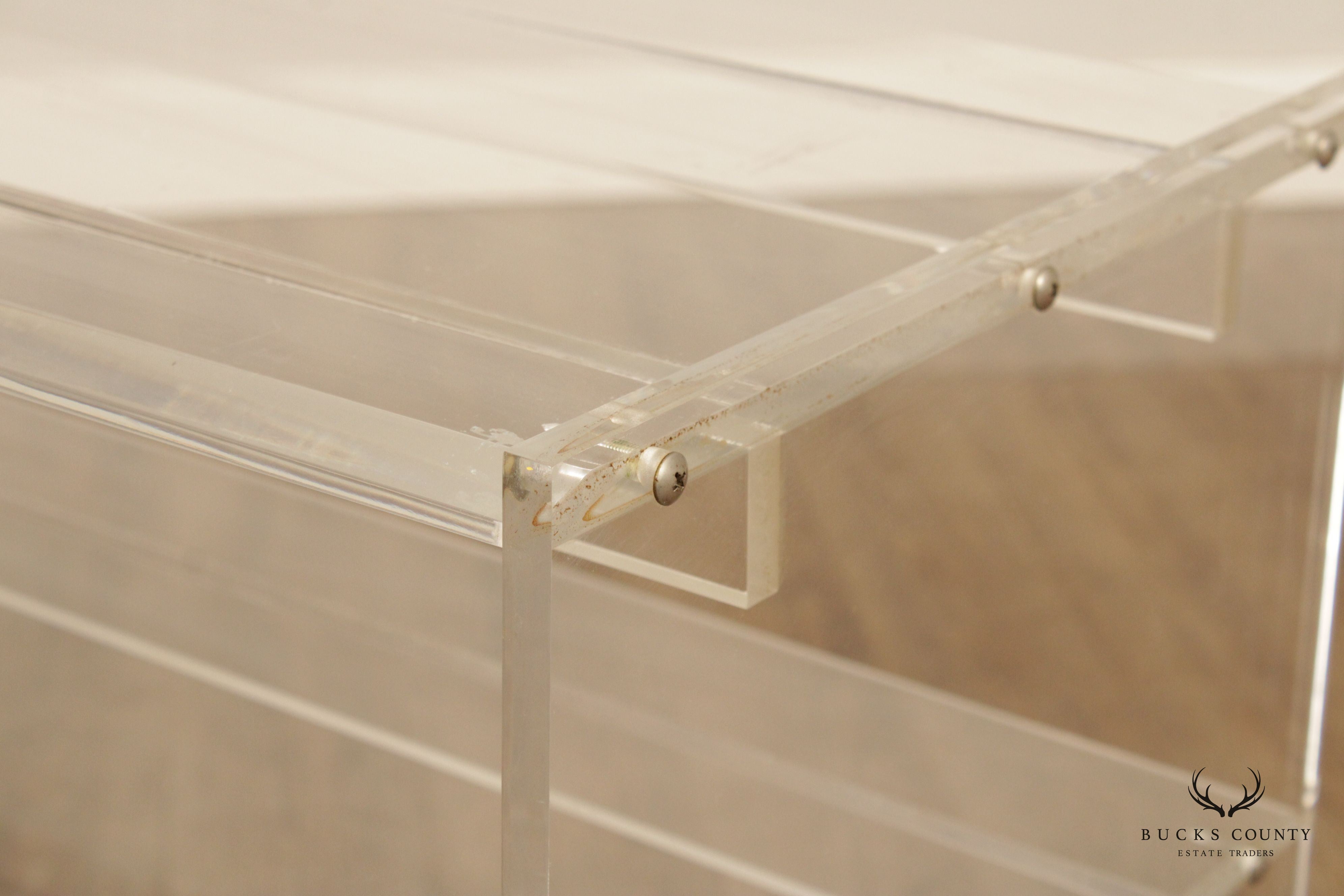 Mid Century Modern Lucite 3-Tier Serving Bar Cart