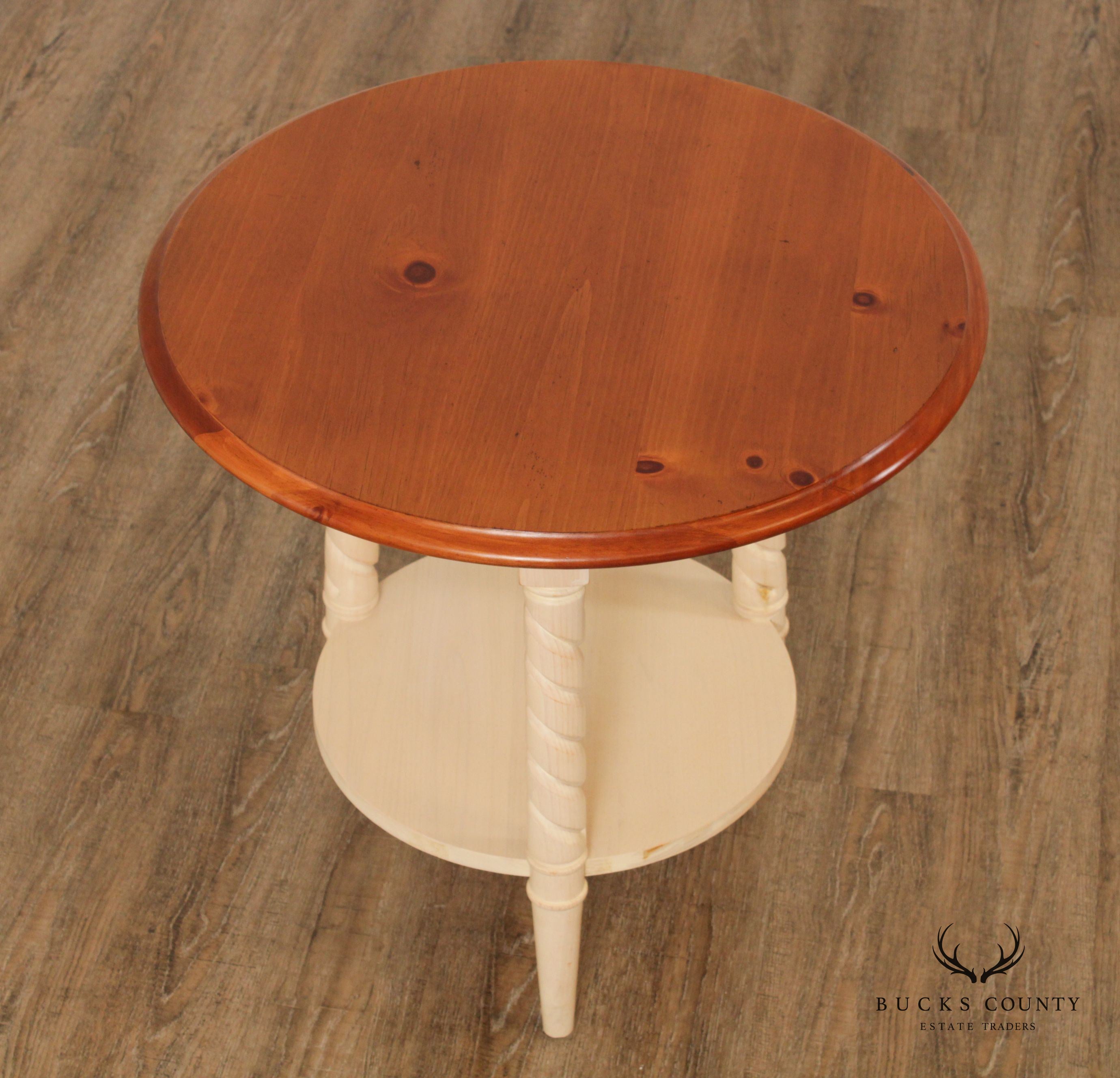 Rustic Vintage Pine Round Side Table