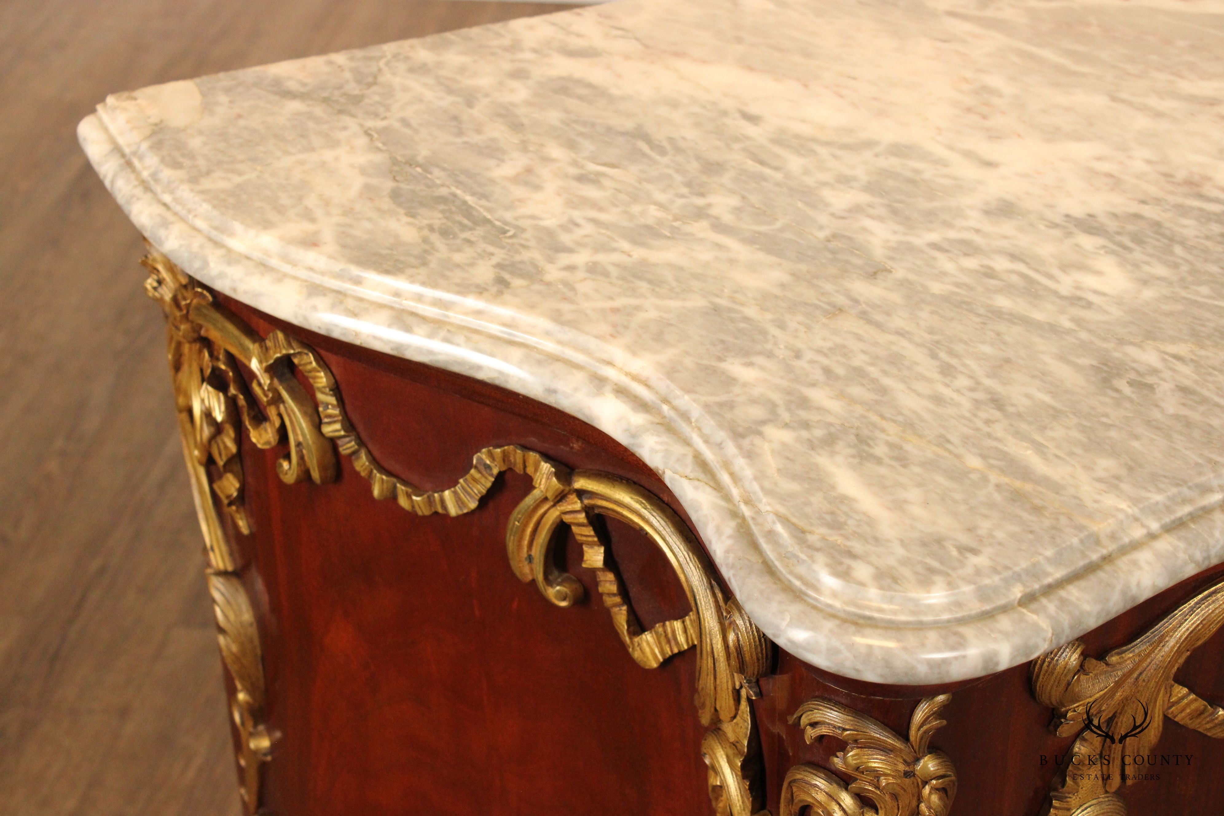 HERRAIZ FRENCH REGENCE STYLE MARBLE COMMODE