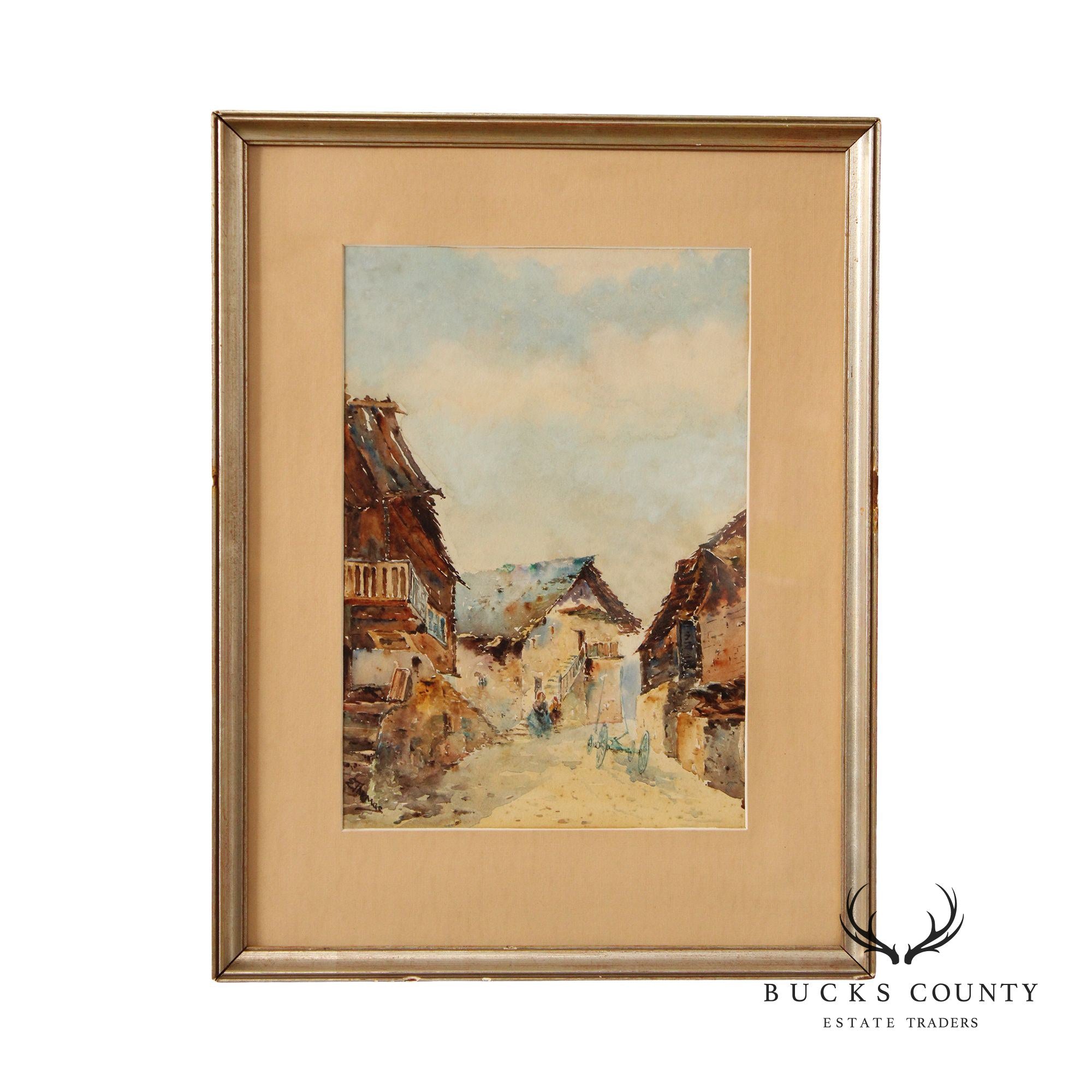Impressionist Watercolor on Paper, by E. Thomas