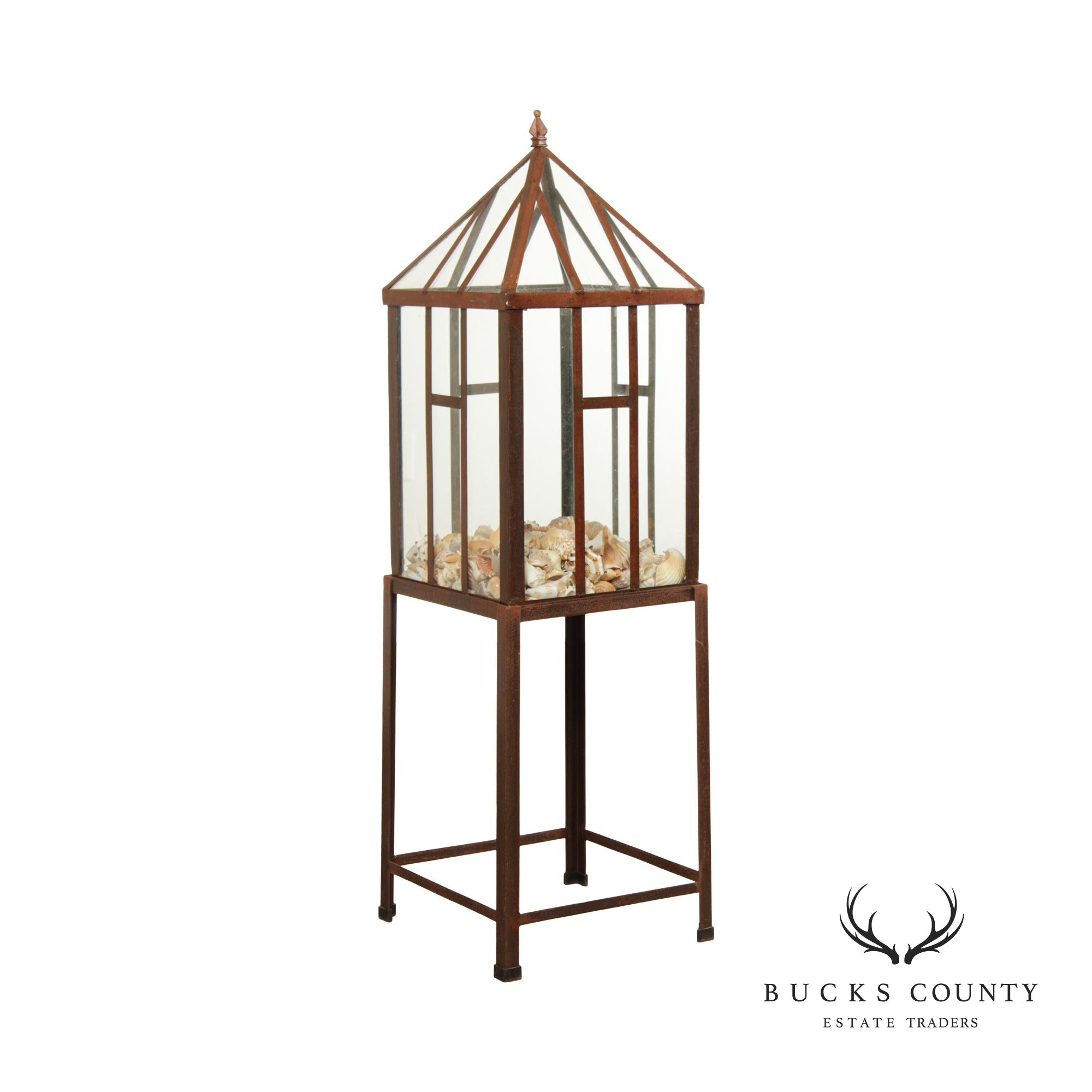 Steel and Glass Frame Greenhouse Terrarium on Stand