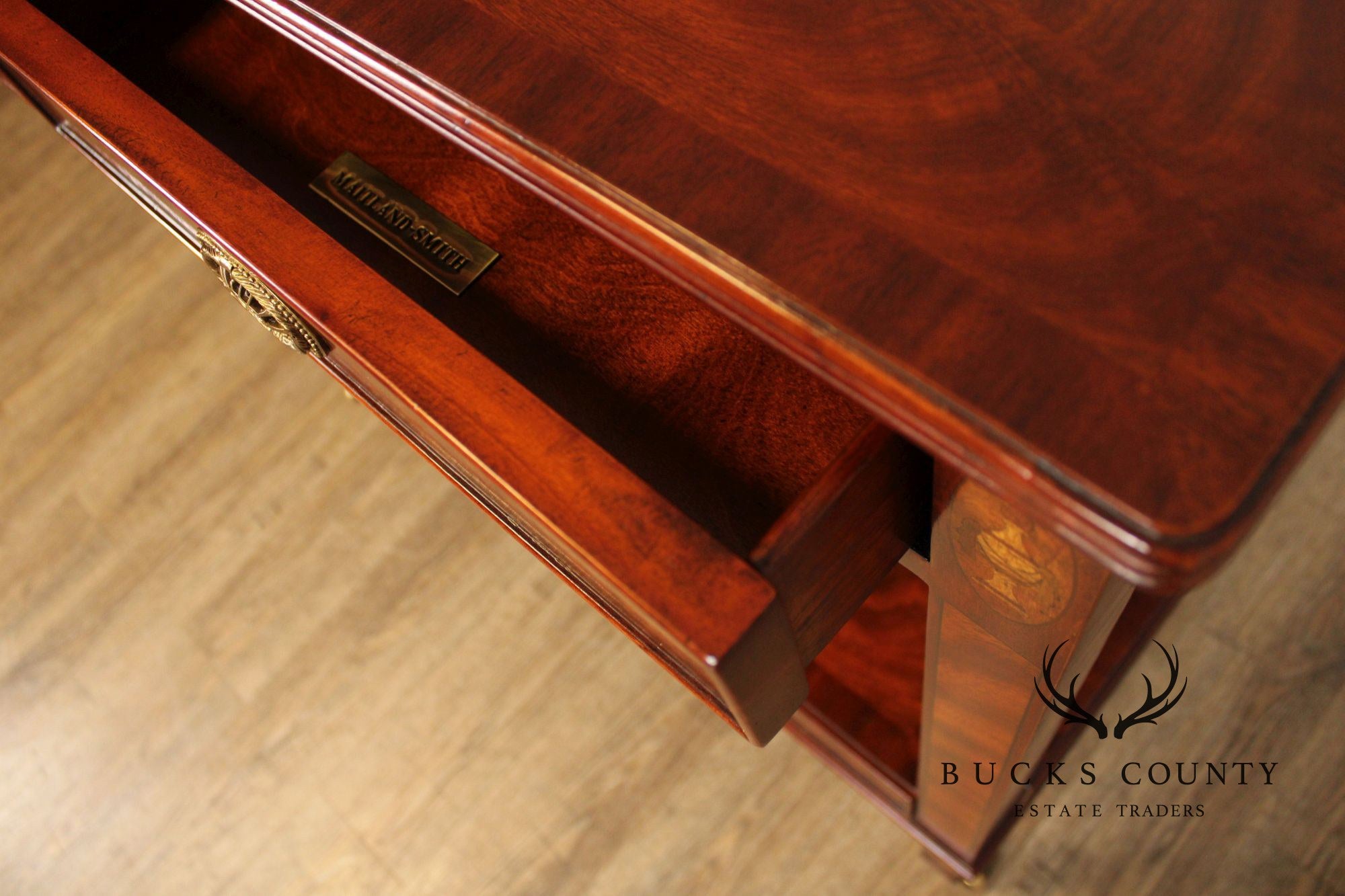 Maitland Smith Regency Style Inlaid Mahogany Two-Tier Server