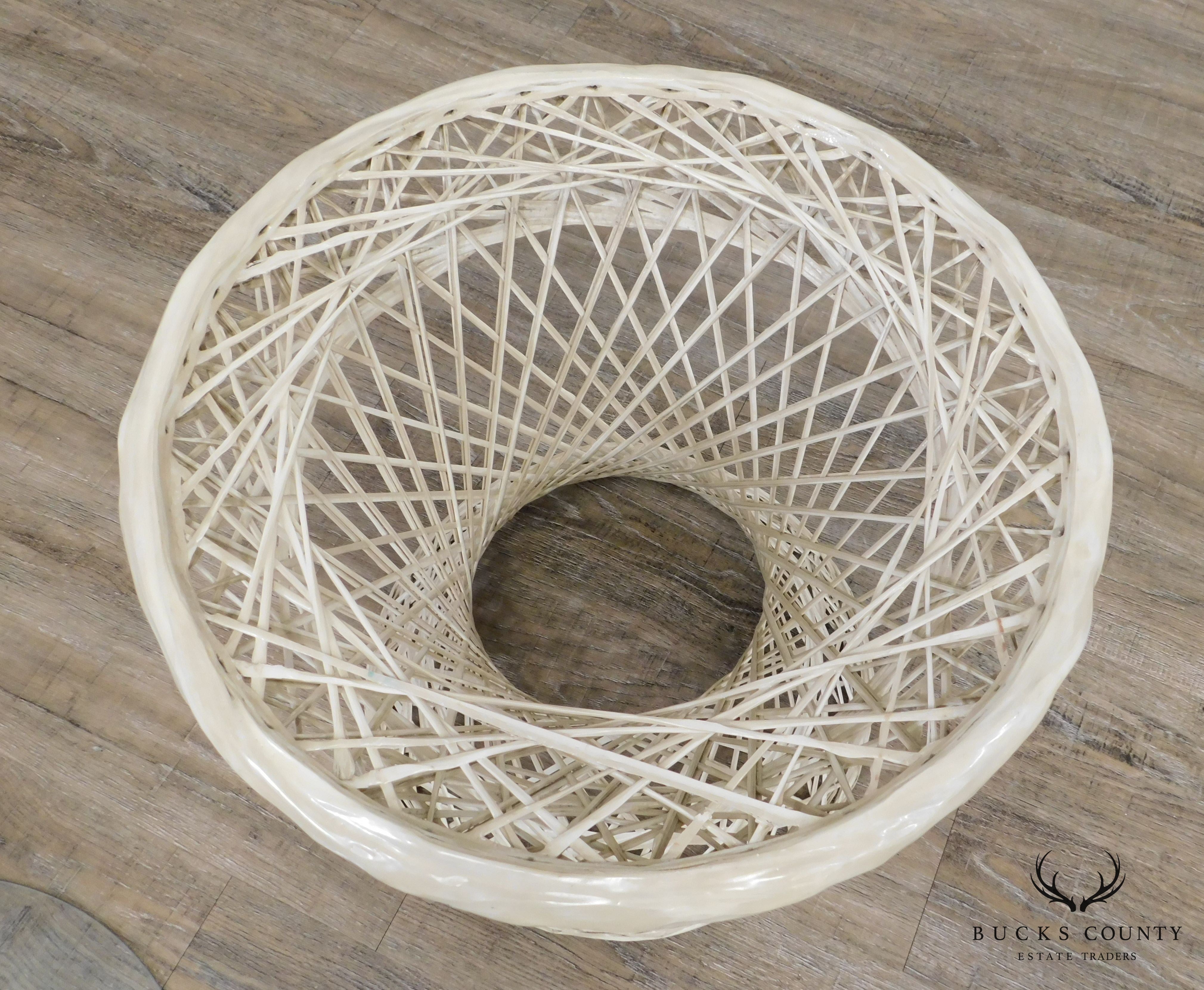 Russell Woodard Spun Fiberglass Mid Century Modern Round Glass Top Side Table