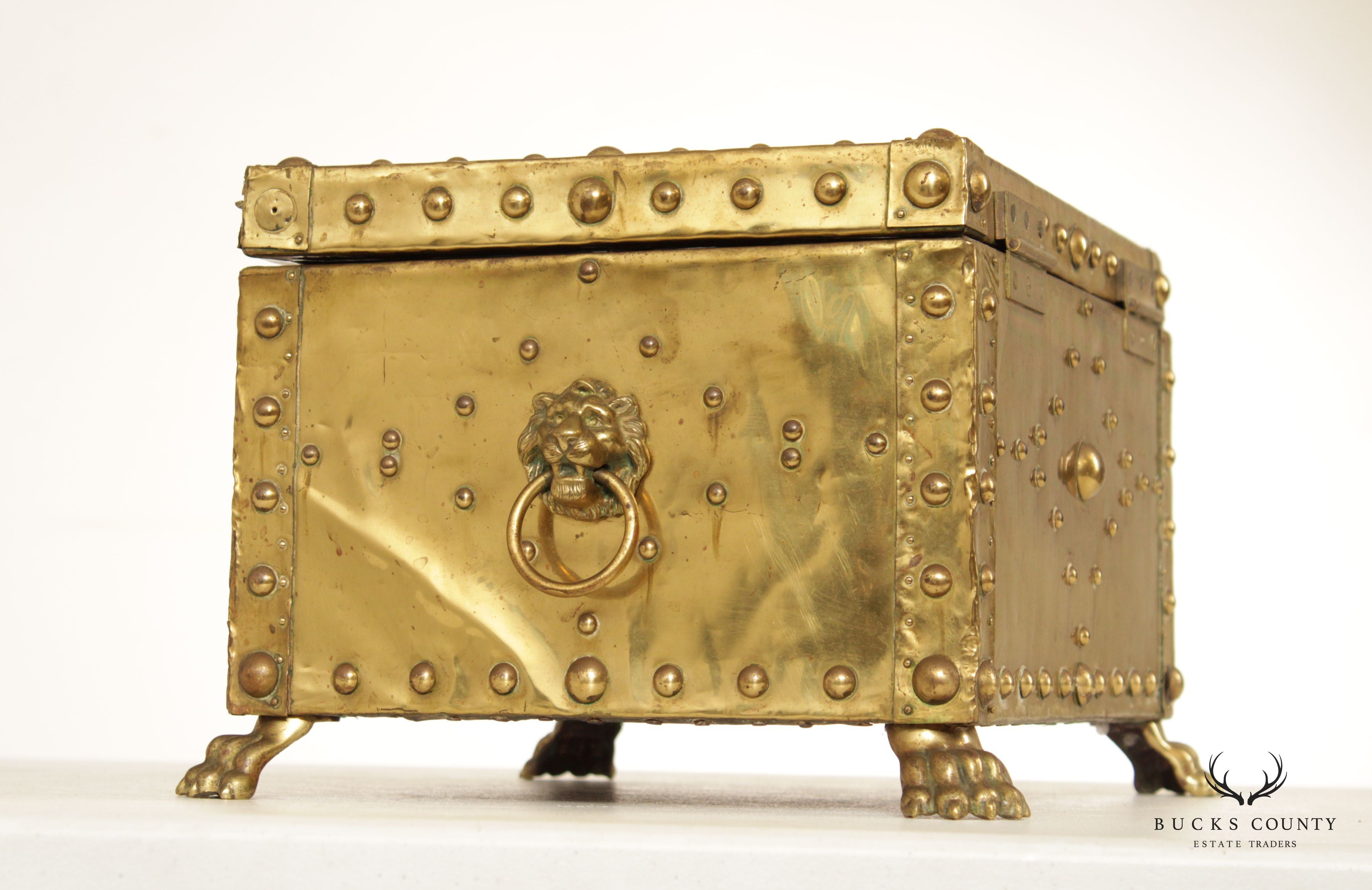 Antique Victorian Brass Fireplace Coal Bin