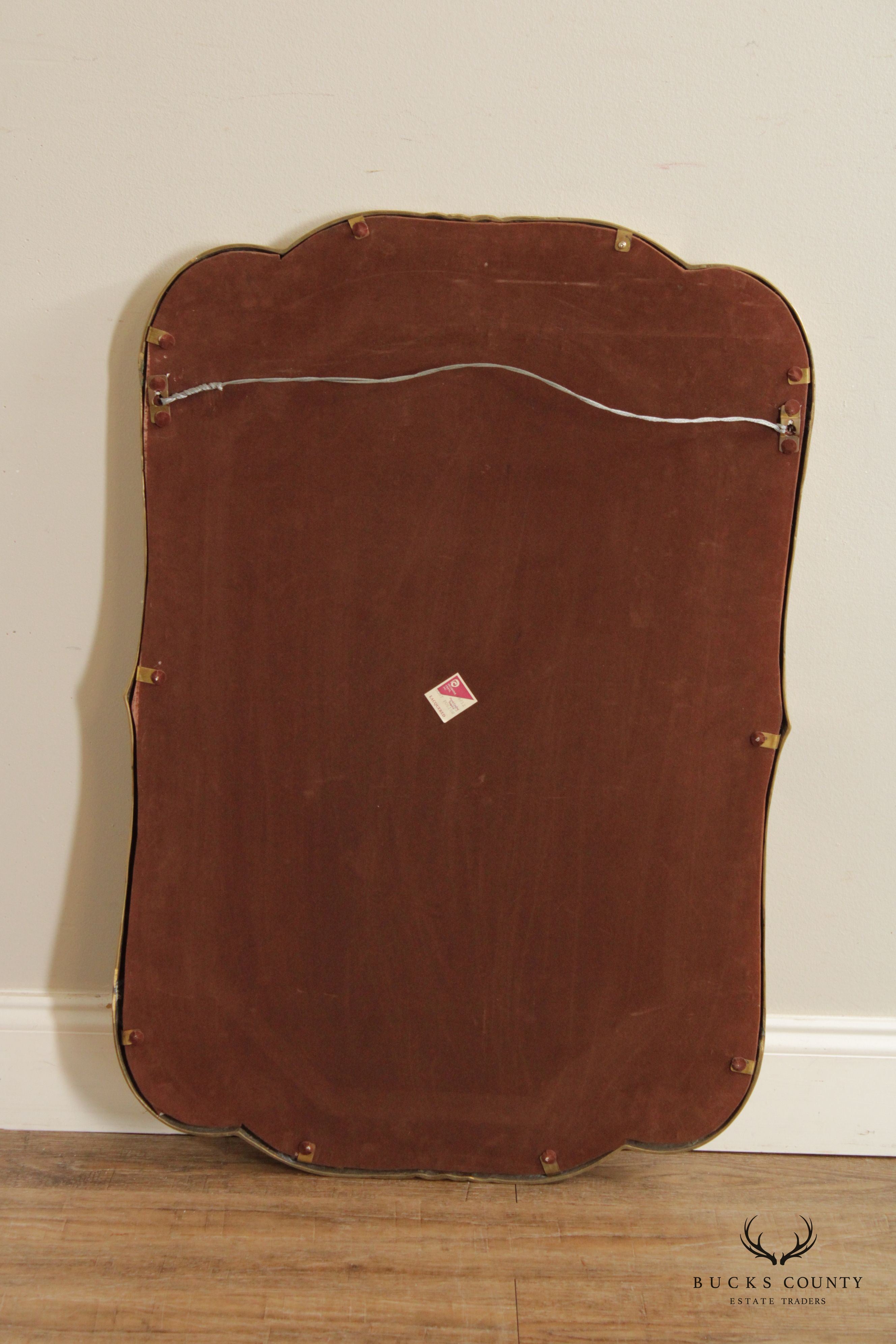 Decorative Crafts Inc. Hollywood Regency Lacquered Brass Wall Mirror