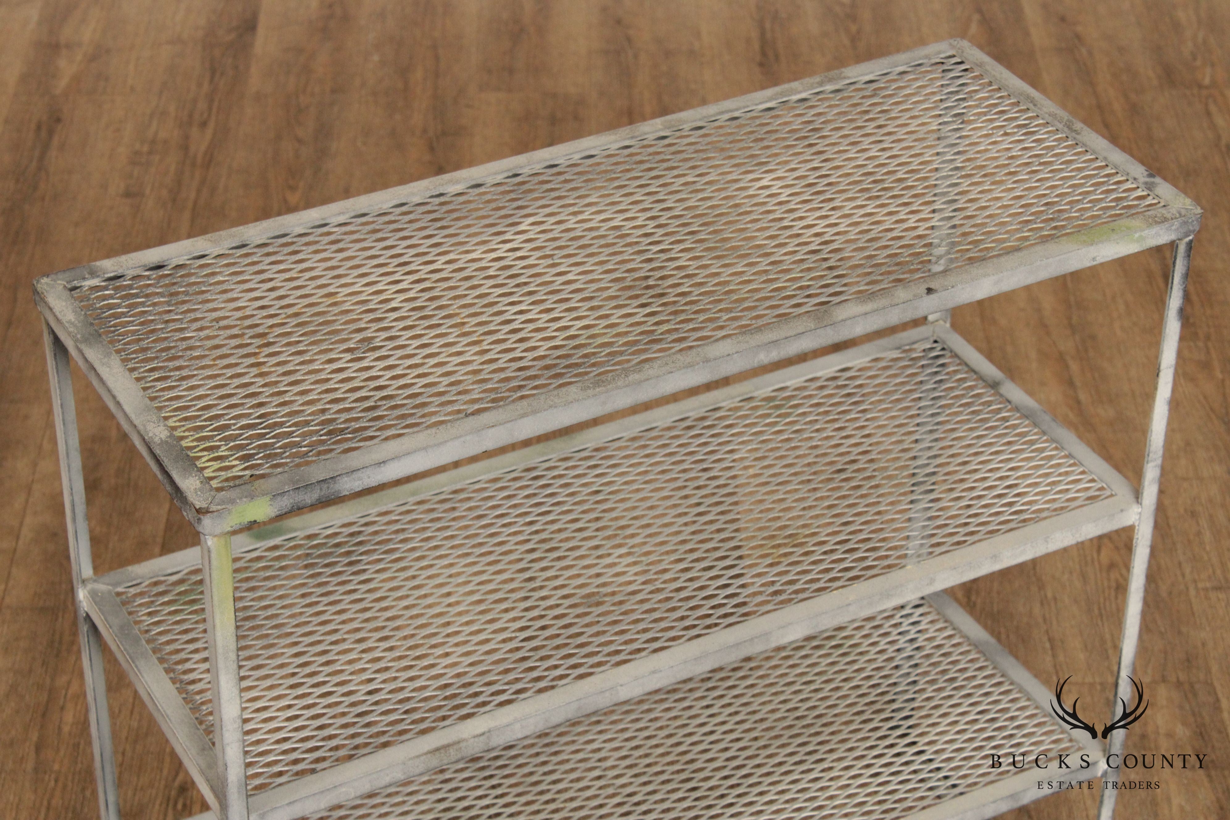 Midcentury Modern Vintage Wrought Iron Three Tier Outdoor Shelf (B)