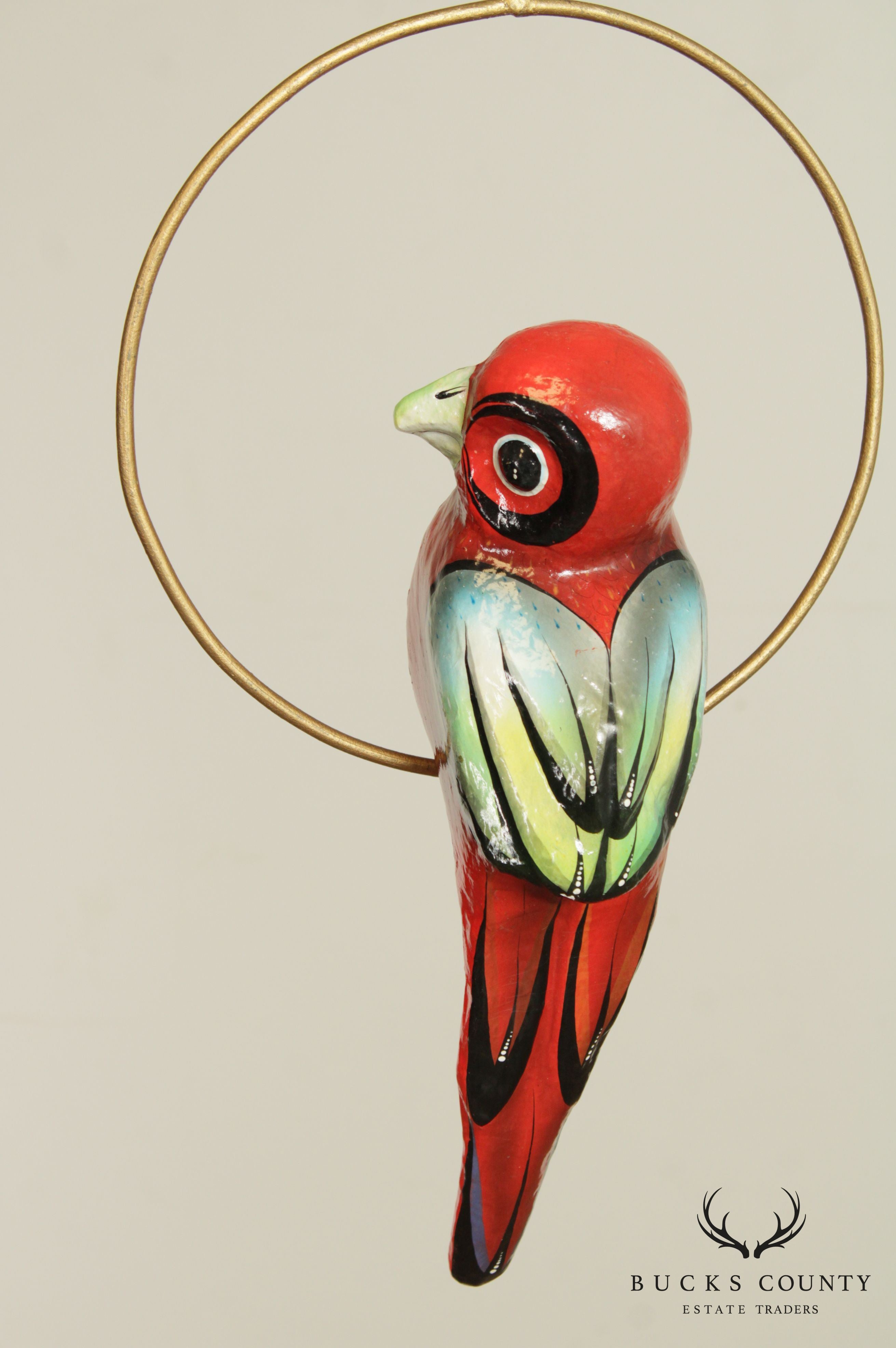 Tonala Mexico Folk Art Hanging Bird Sculpture