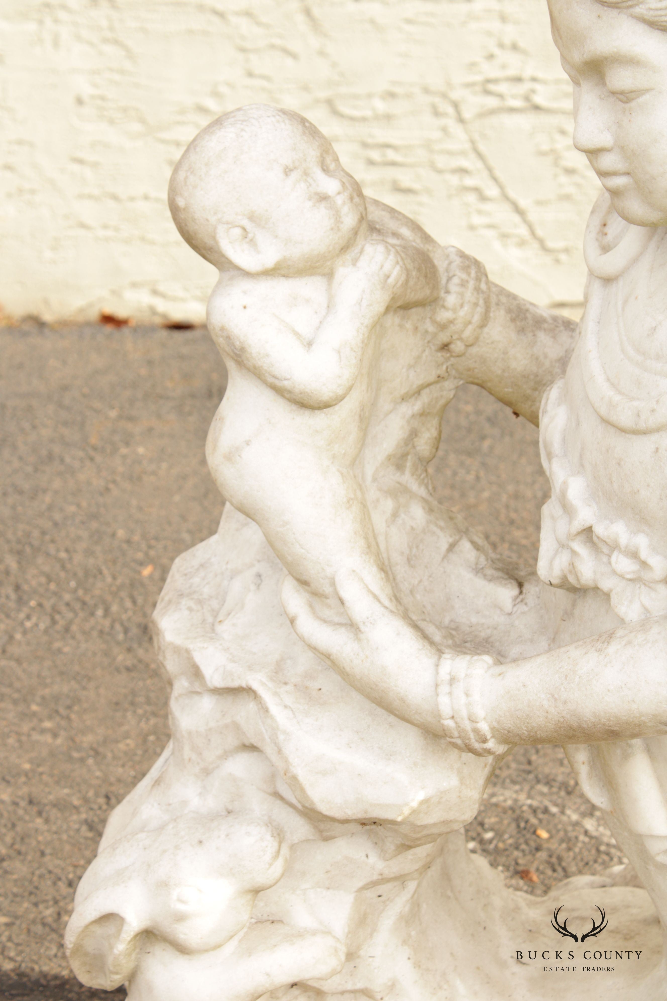 Asian Style Large Figural Marble Outdoor Garden Statue