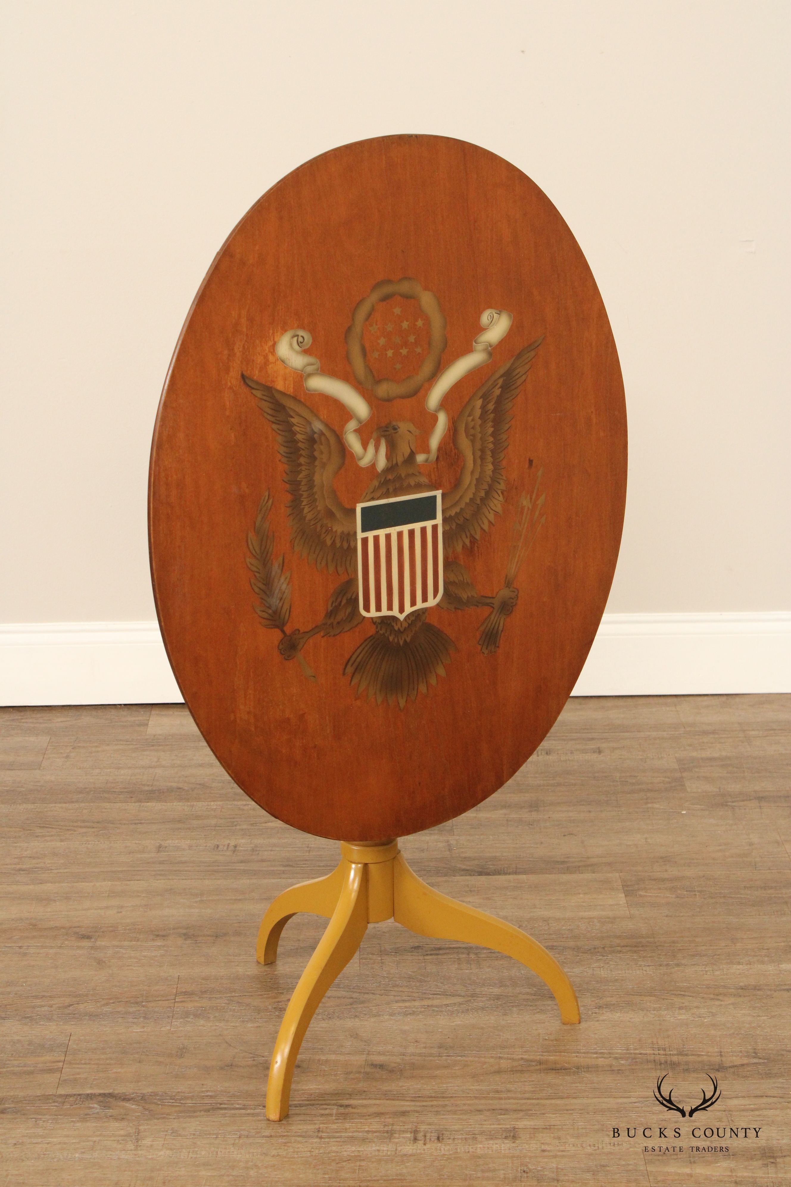 L. Hitchcock Federal Style Eagle Stenciled Tilt-Top Table