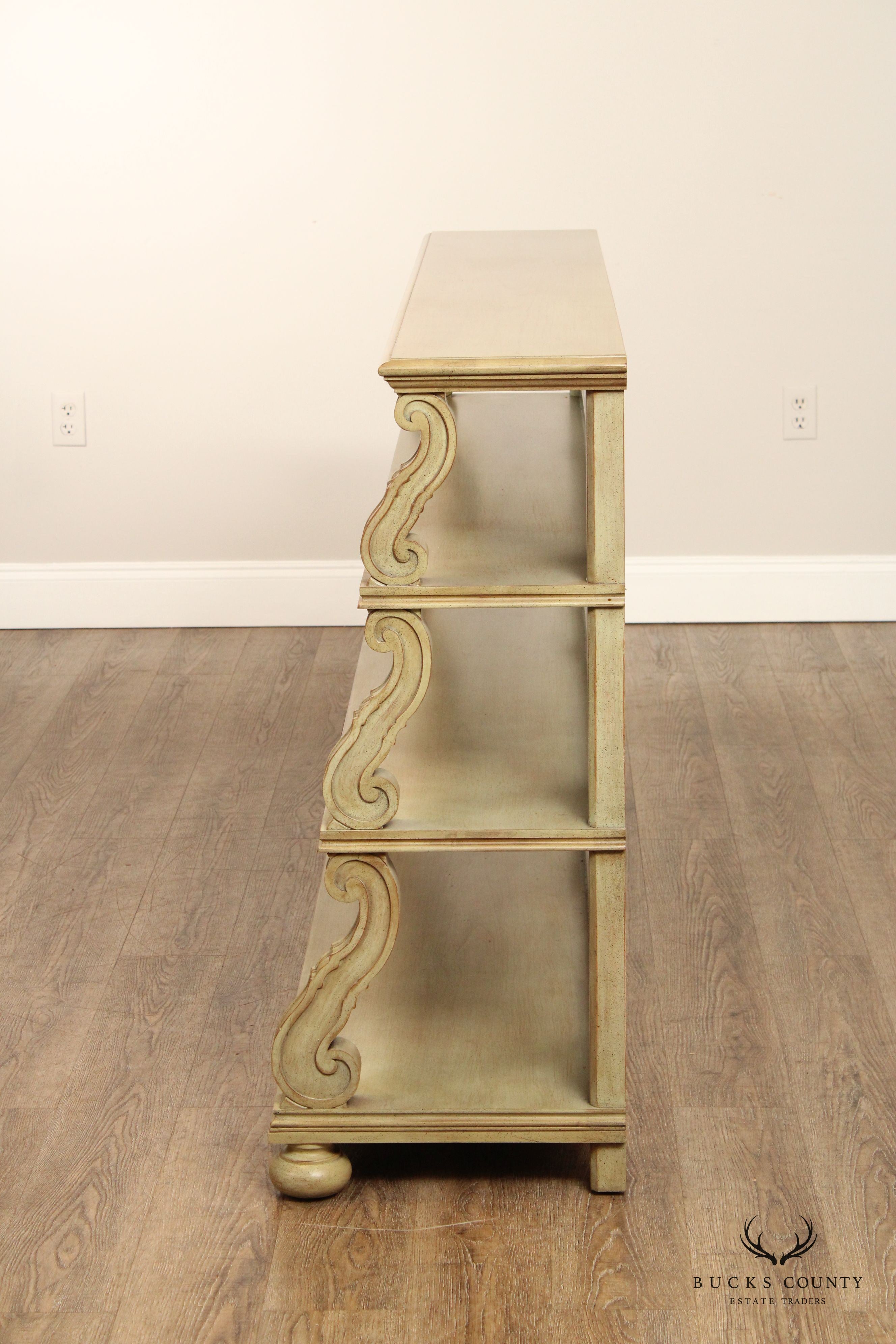 CTH Sherrill Occasional French Country Style Tiered Painted Open Etagere Bookcase