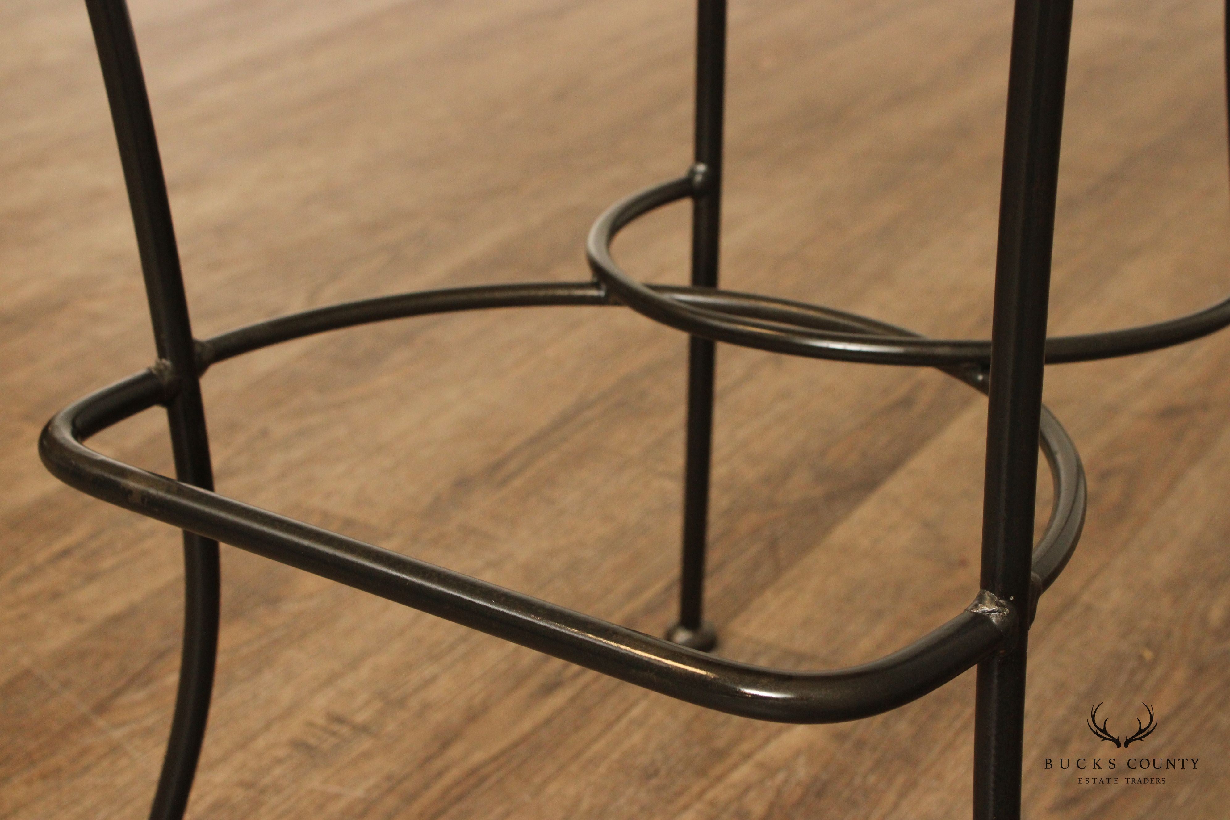 Vintage Pair Wrought Iron Bar Stools