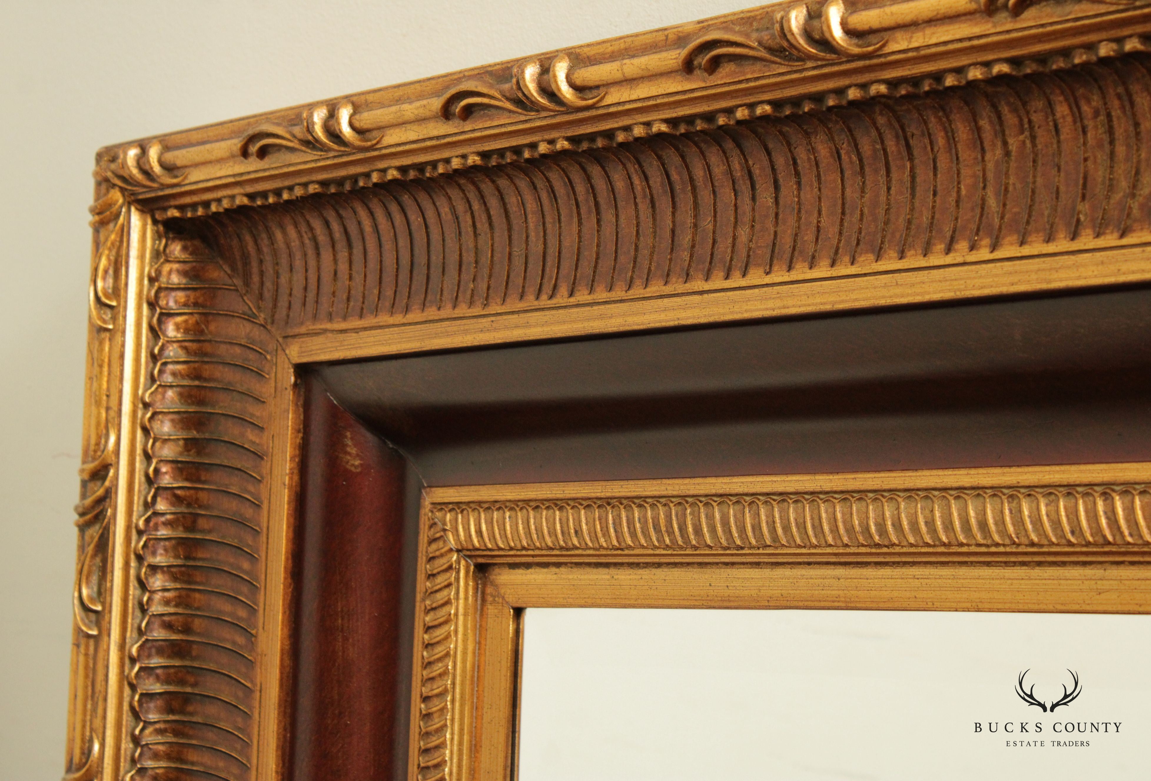 Quality Carved Gold Framed Large Beveled Wall Mirror