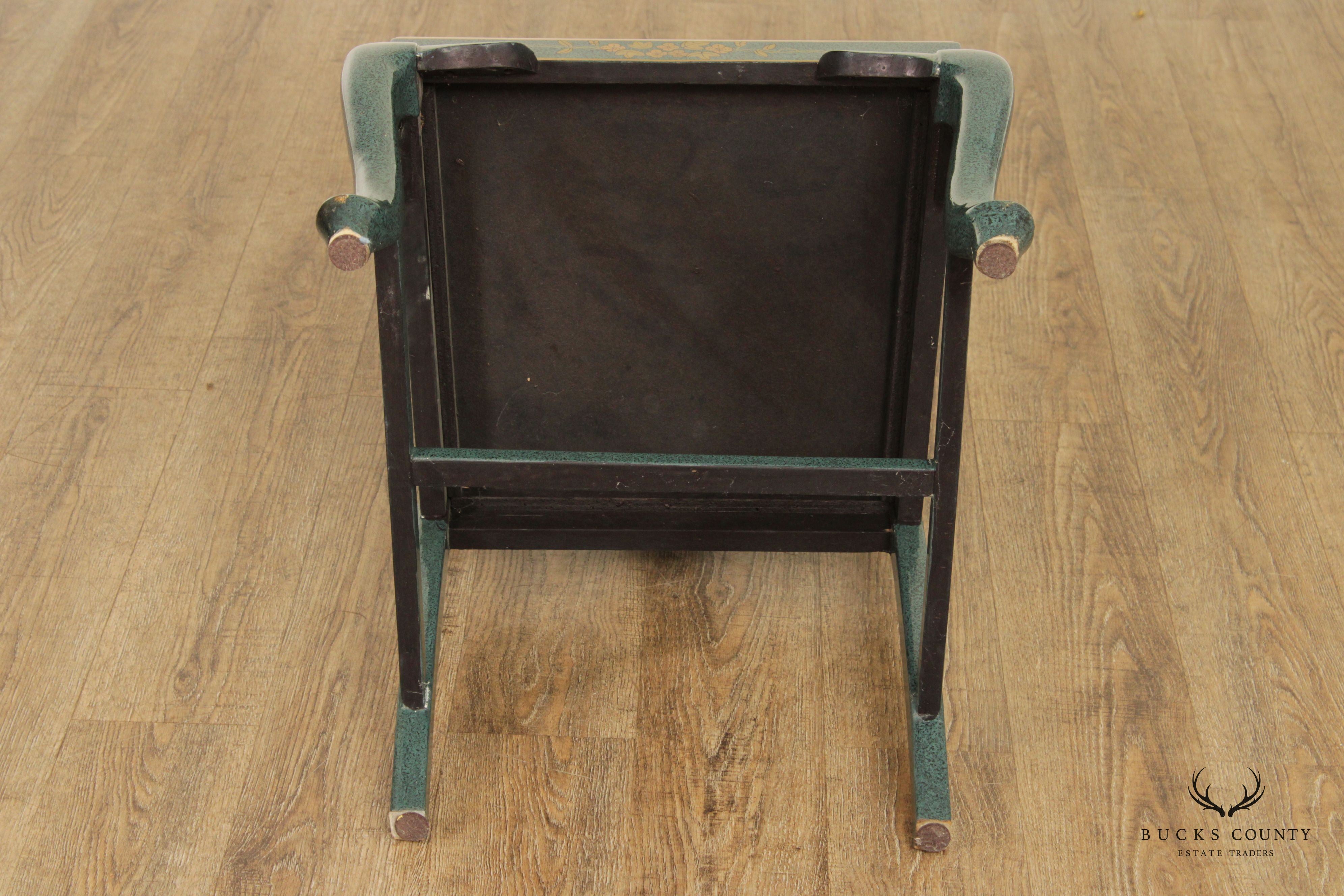 Asian Green Chinoiserie Lacquered Side Chair
