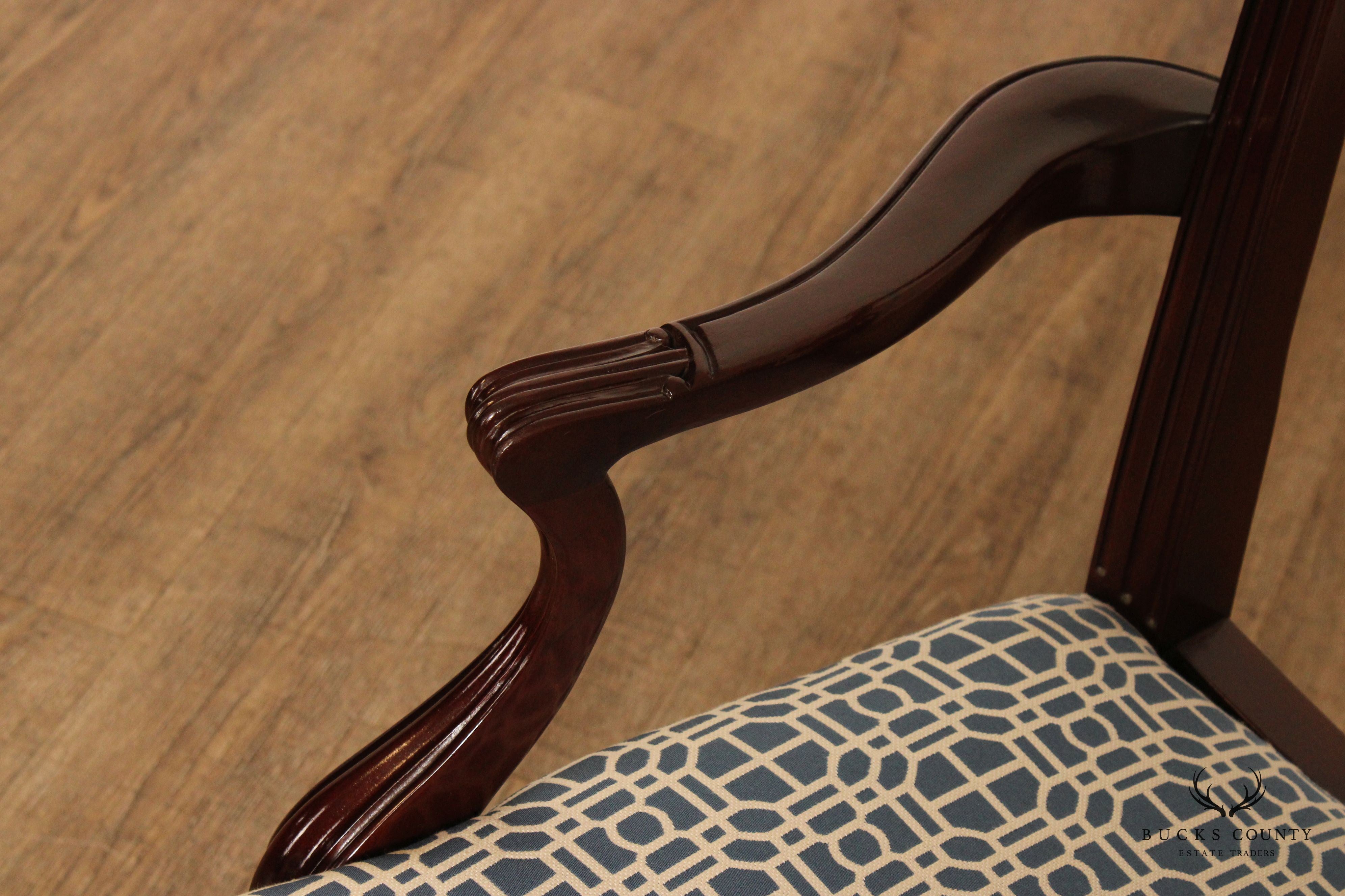 John Widdicomb Chippendale Style Set Six Mahogany Dining Chairs