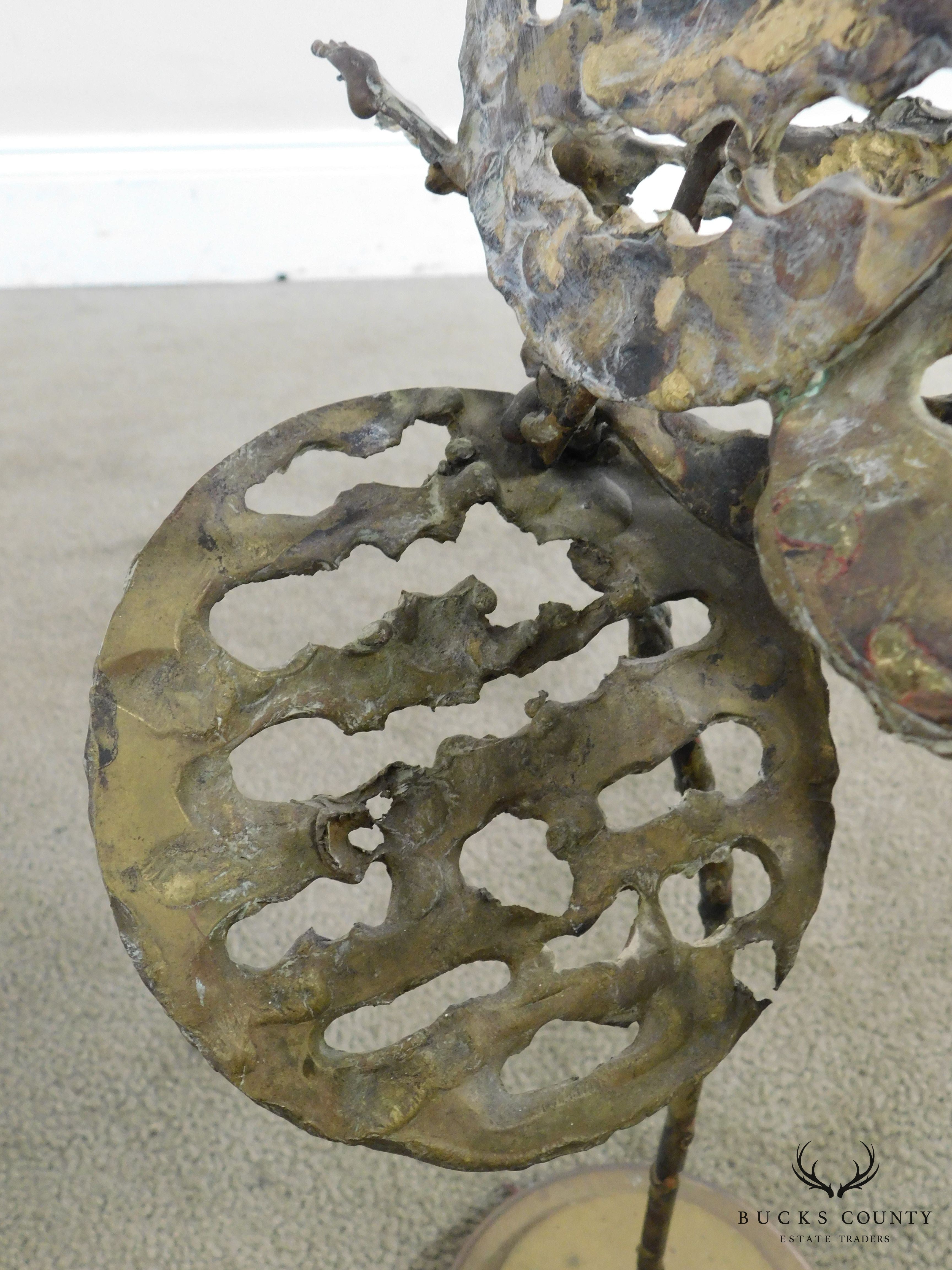 Mid Century Modern Bronze Abstract Floating Disc Sculpture