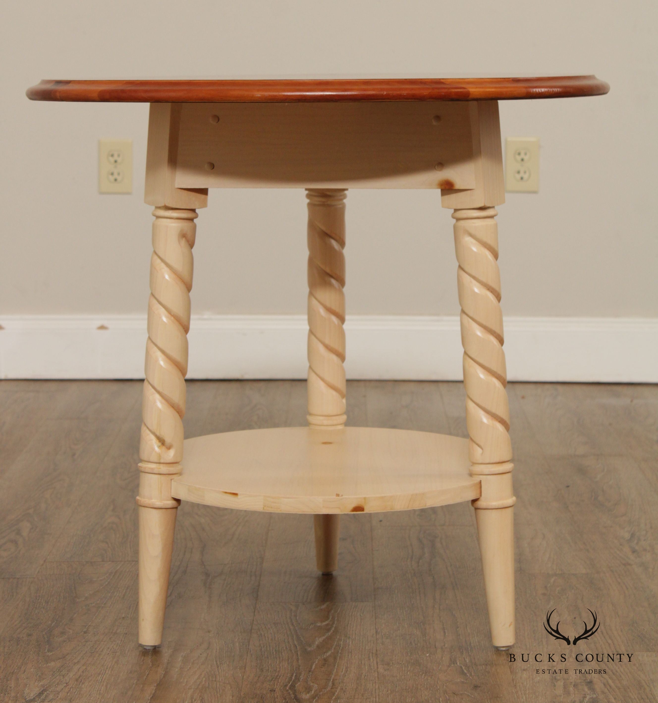Rustic Vintage Pine Round Side Table