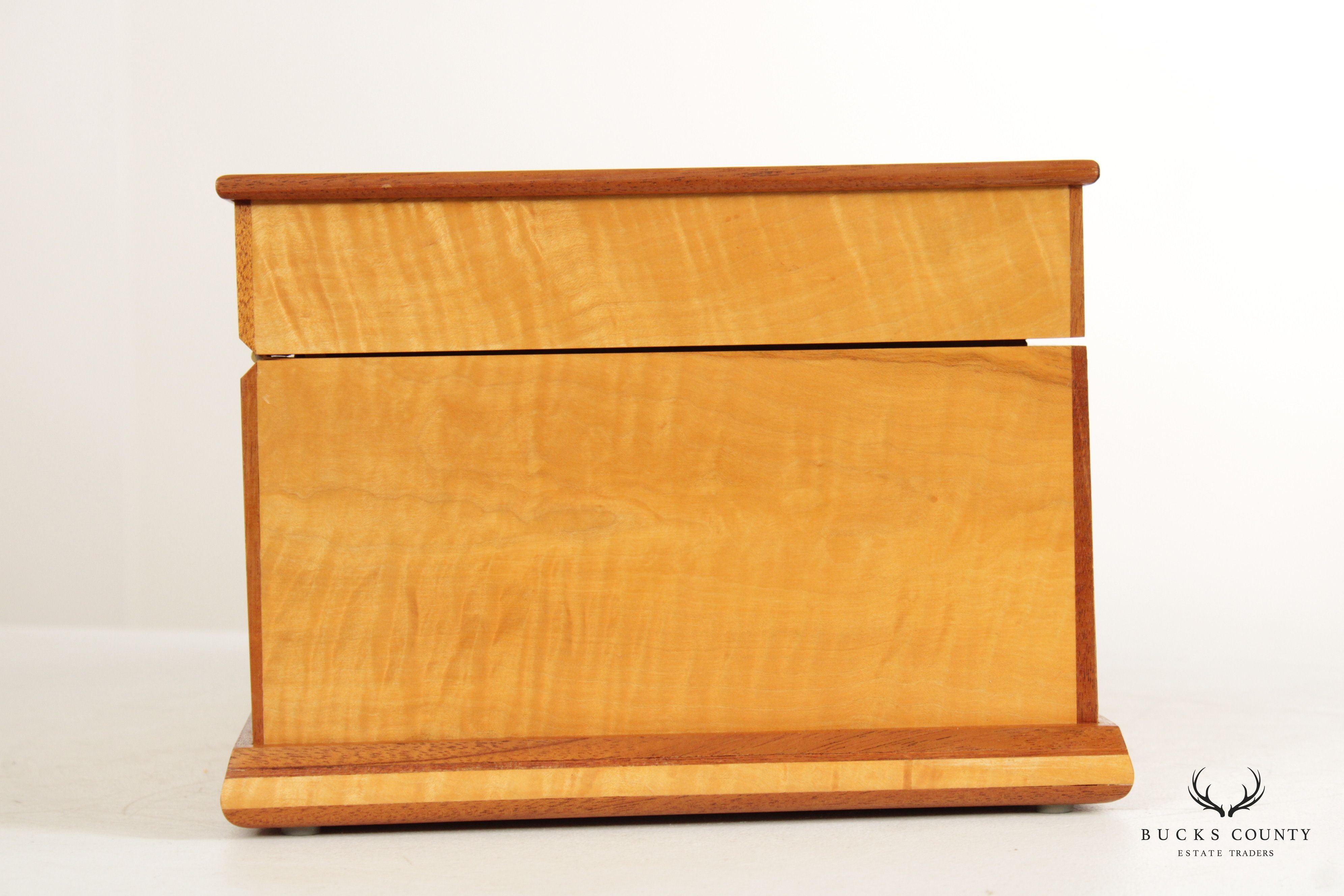 Hand Crafted Inlaid Tiger Maple Cigar Box Humidor