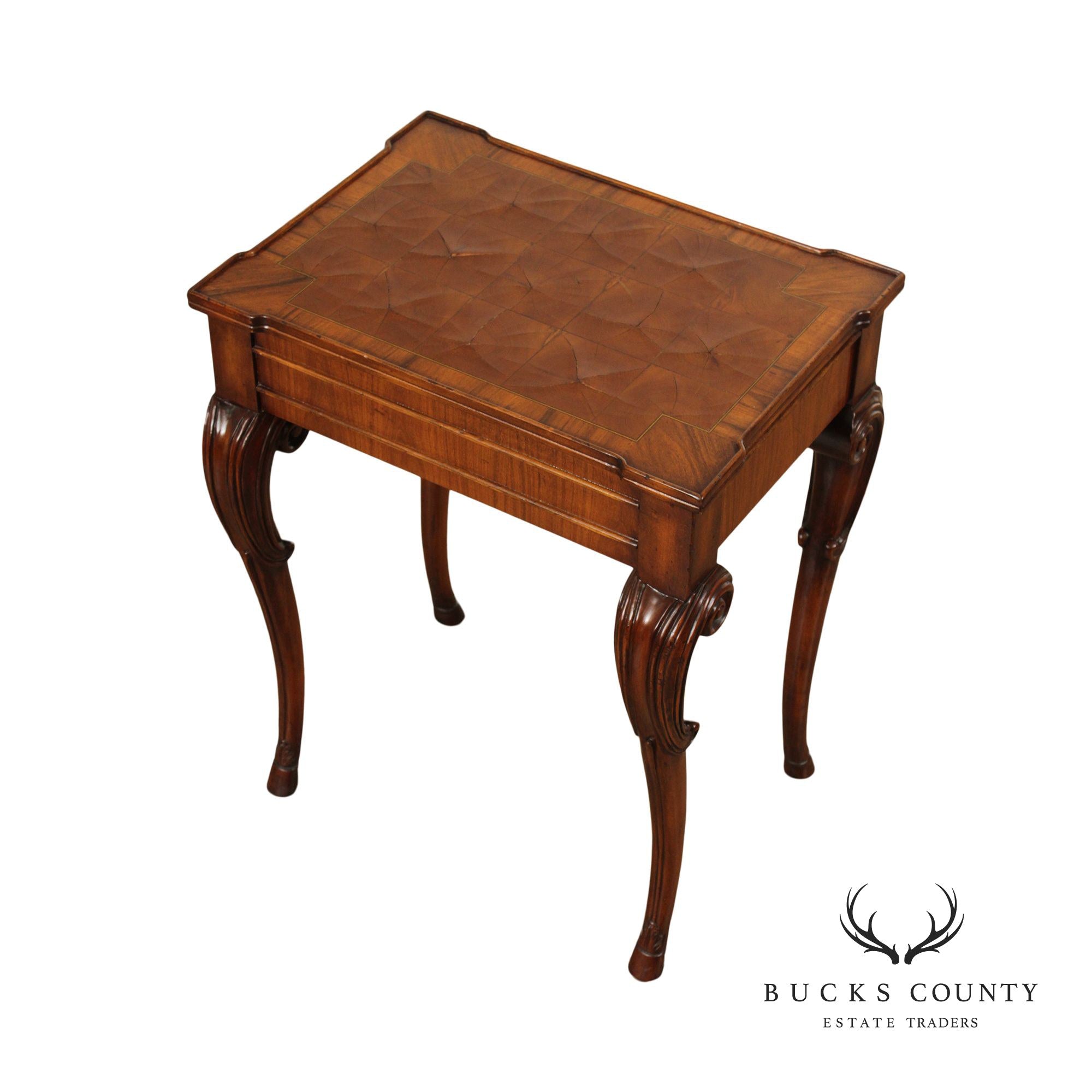 Italian Style Quality Carved Walnut Side Table