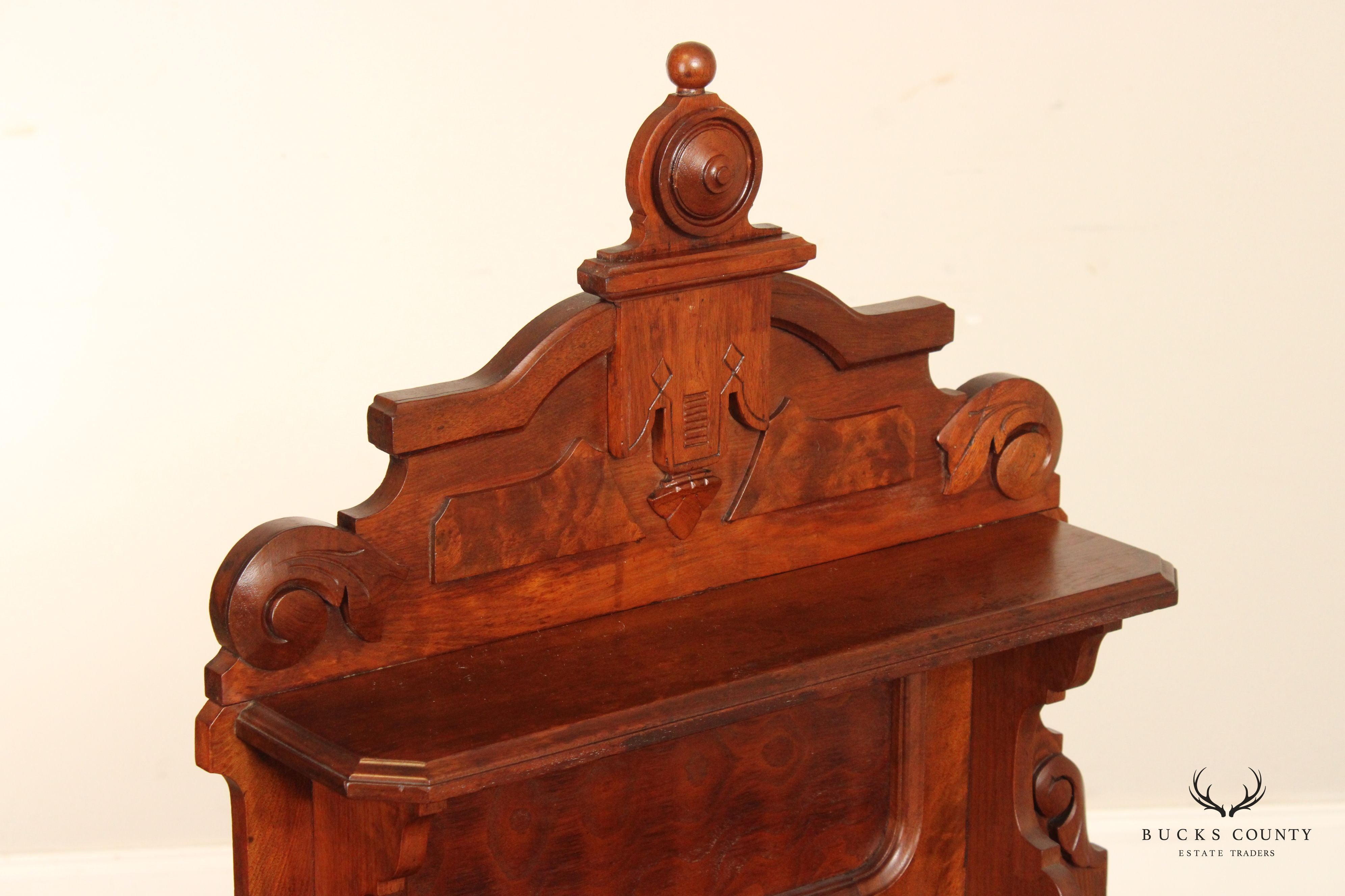 Antique Victorian Carved Walnut Secretary Desk