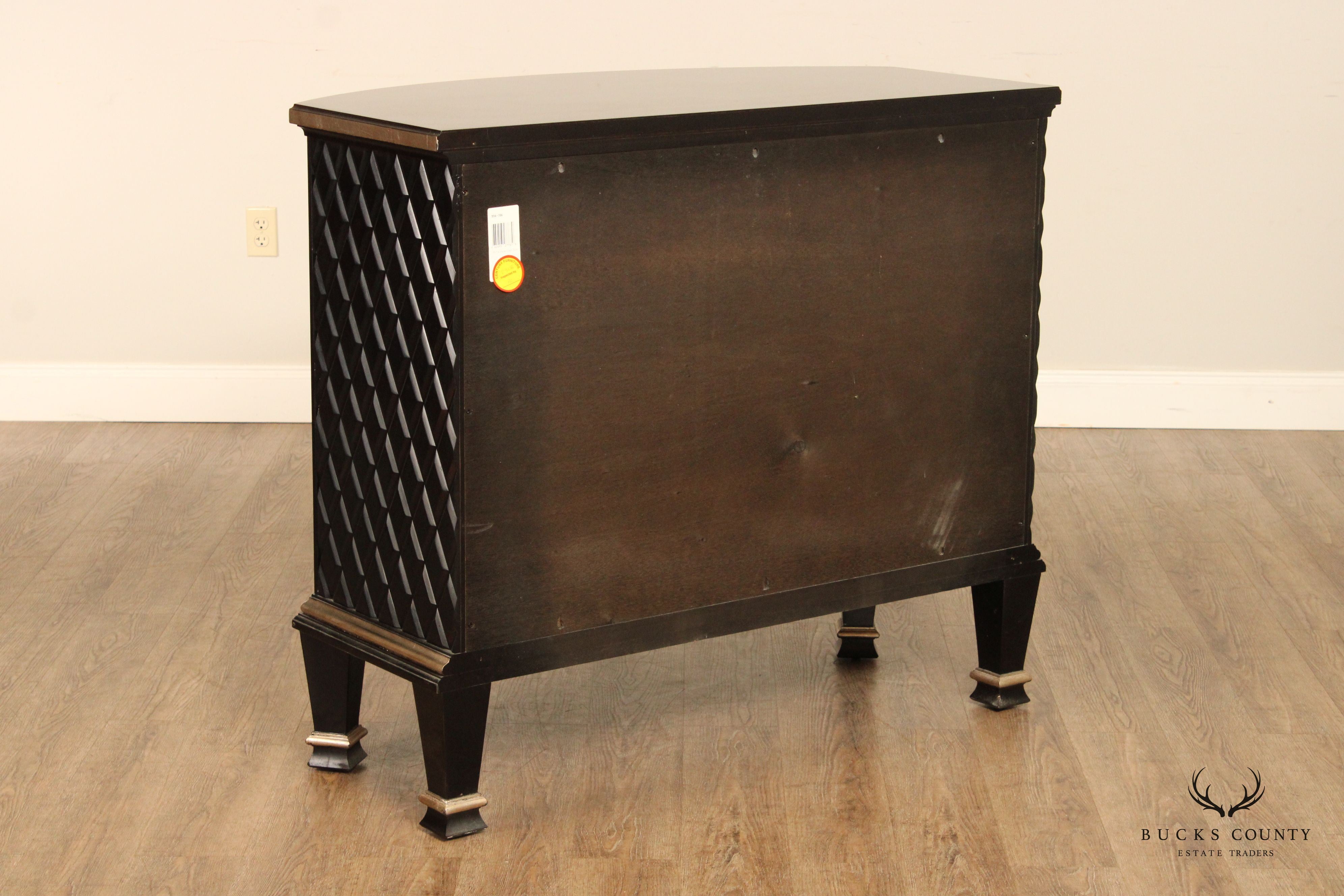Century Omni Collection Contemporary Pair of Bow Front Ebonized Chests