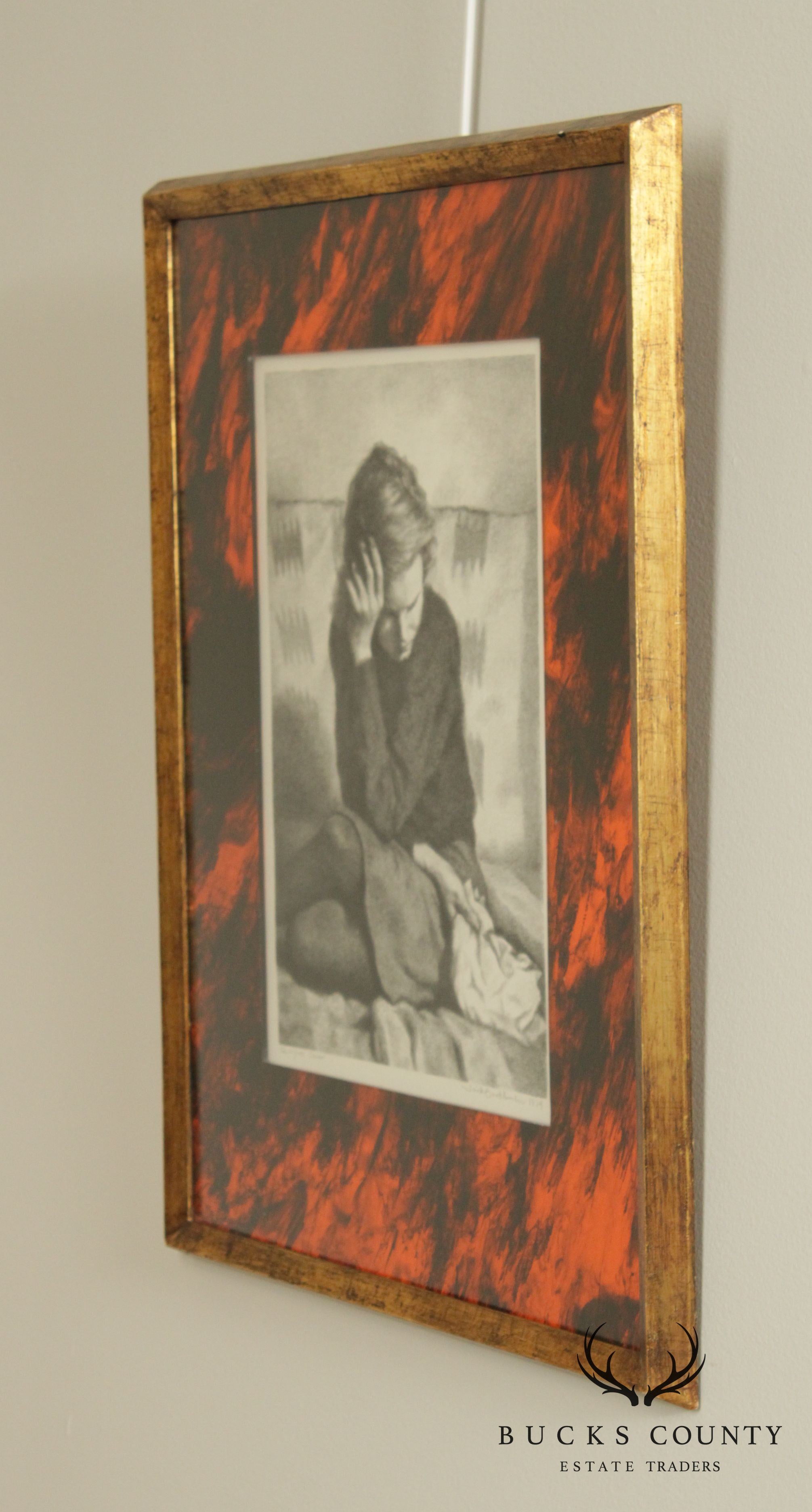 Jack Bookbinder Pencil Signed Lithograph of Seated Girl