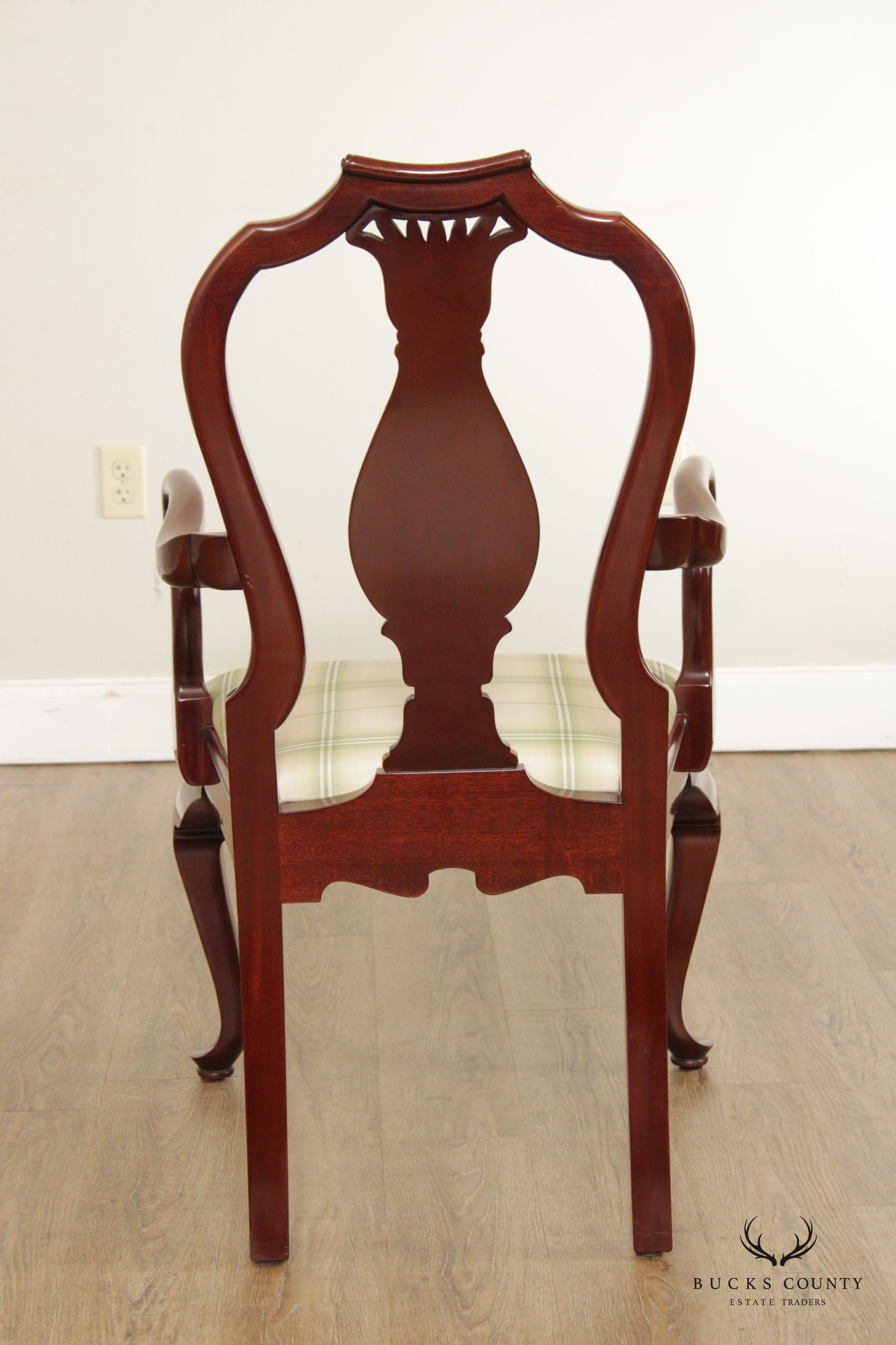 Kindel Pair Parcel Gilt Pineapple Carved Mahogany Armchairs