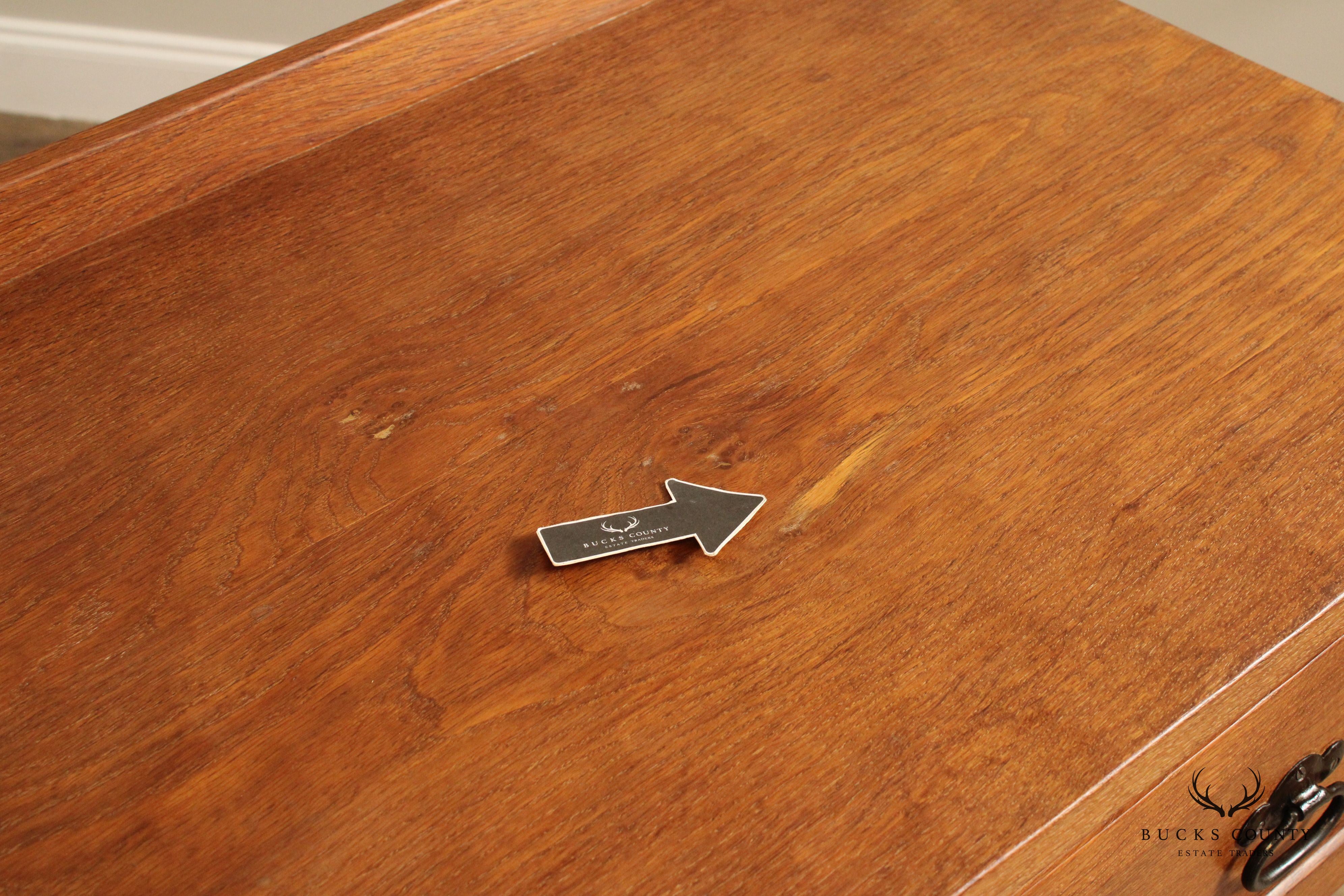 Derek Slater 'Fishman' Arts And Crafts Style Carved Oak Server