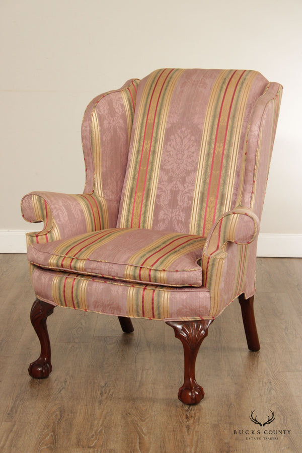 Kindel Winterthur Collection Chippendale Style Mahogany Wingback Chair