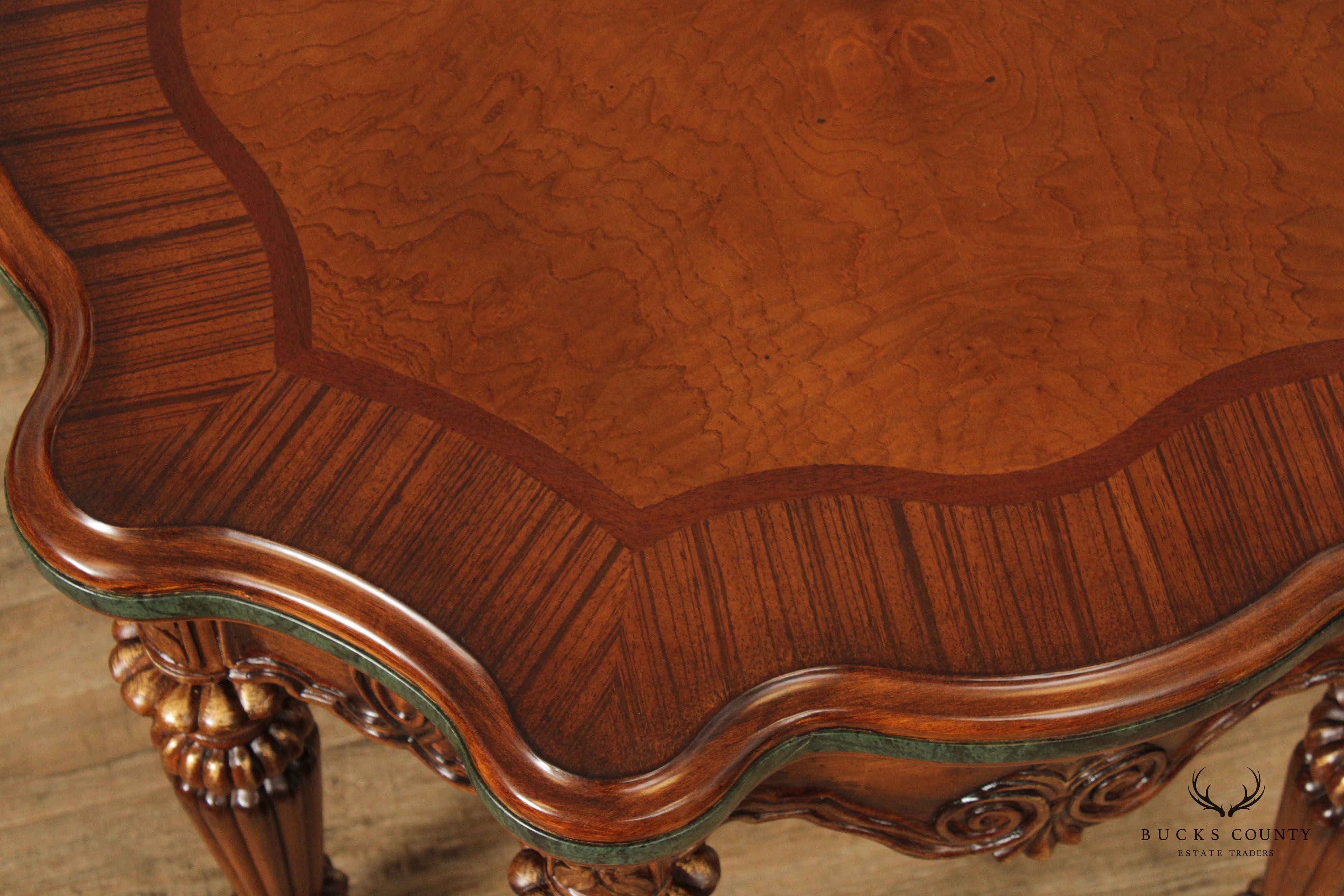 Quality Louis XVI Style Inlaid Burl Wood Accent Table