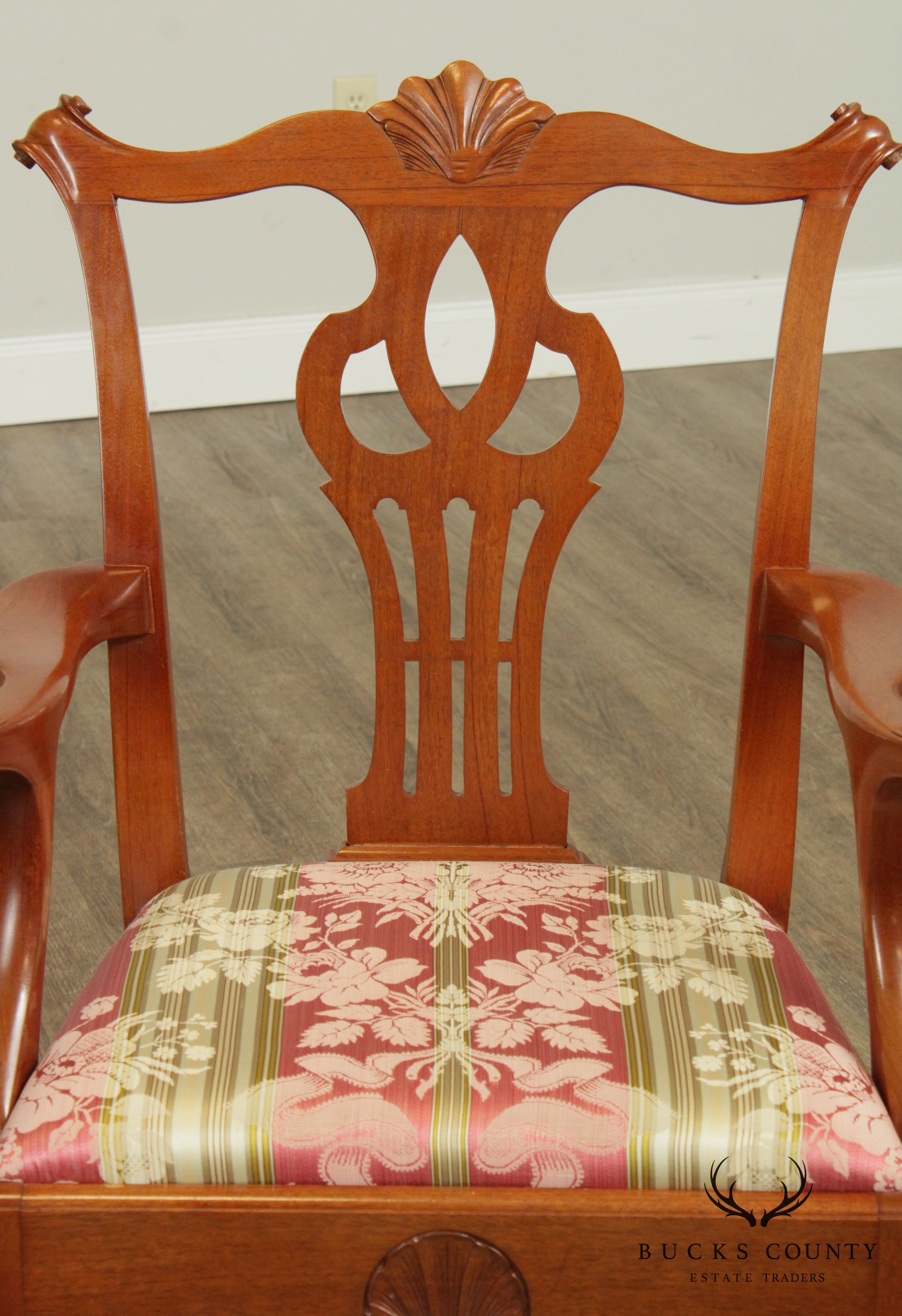 Chippendale Style Vintage Custom Crafted Pair Ball & Claw Armchairs