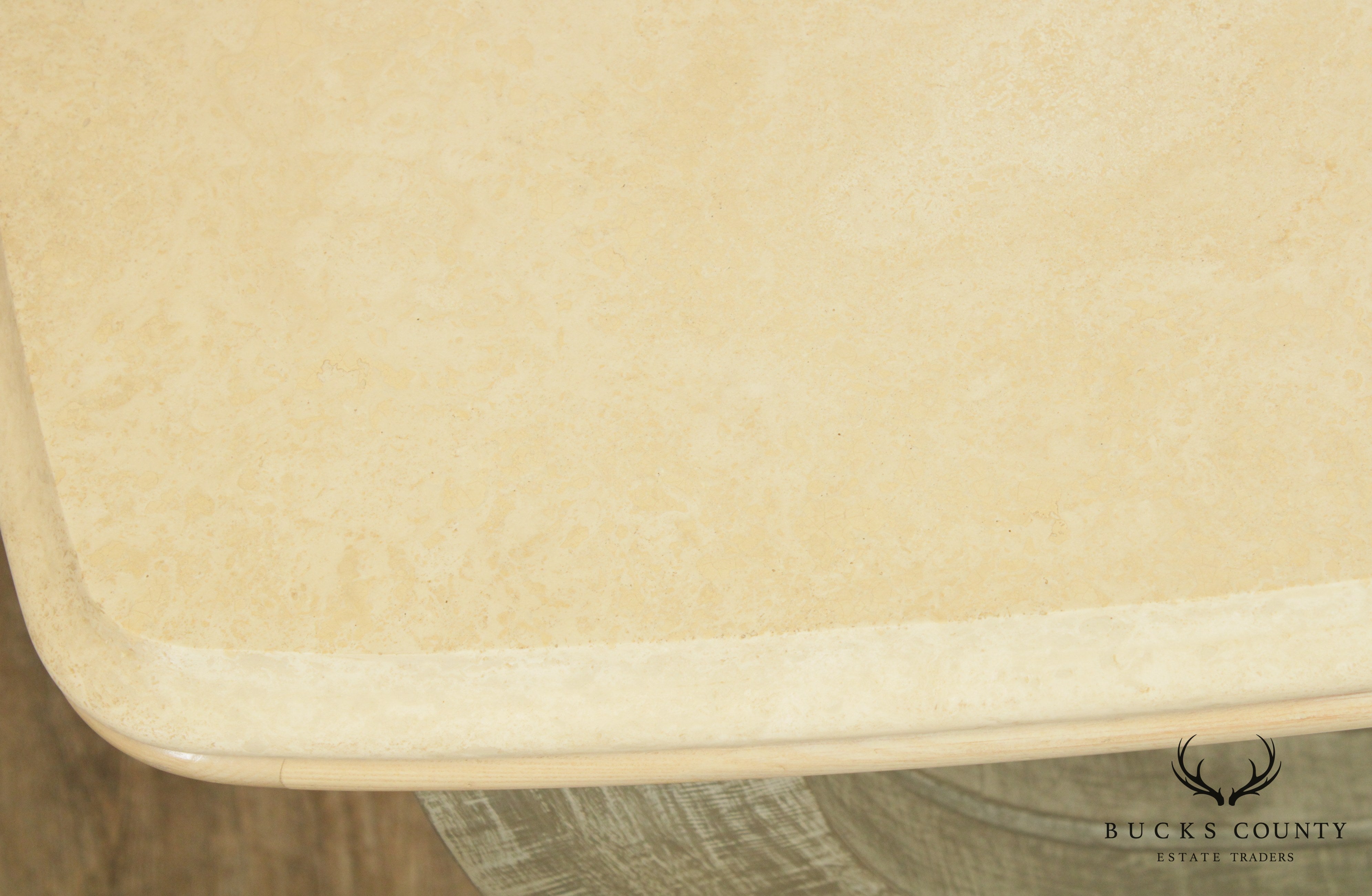 Large Postmodern Travertine Top Console Table