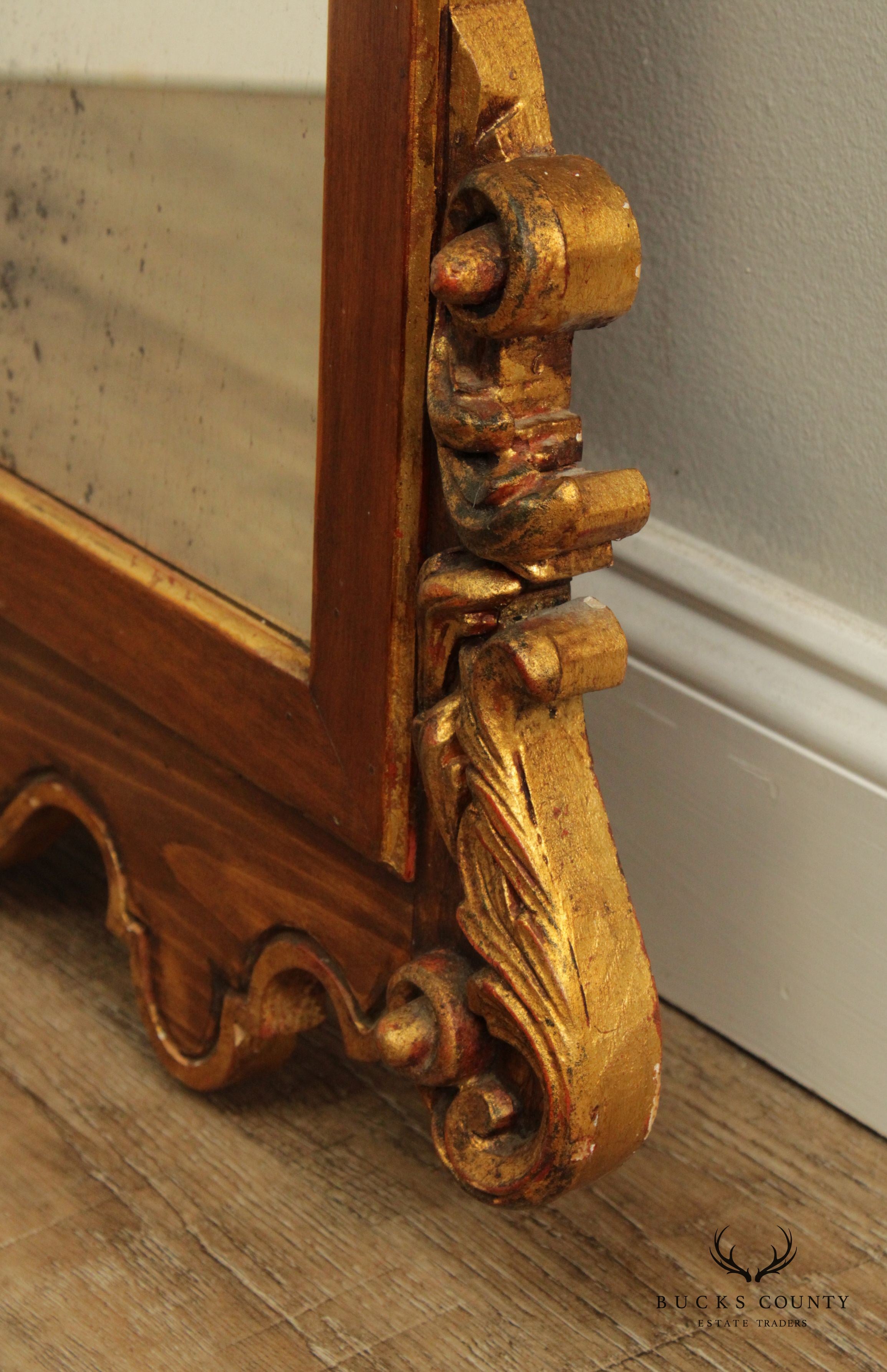 Georgian Style Carved Wood Partial Gilt Mirror