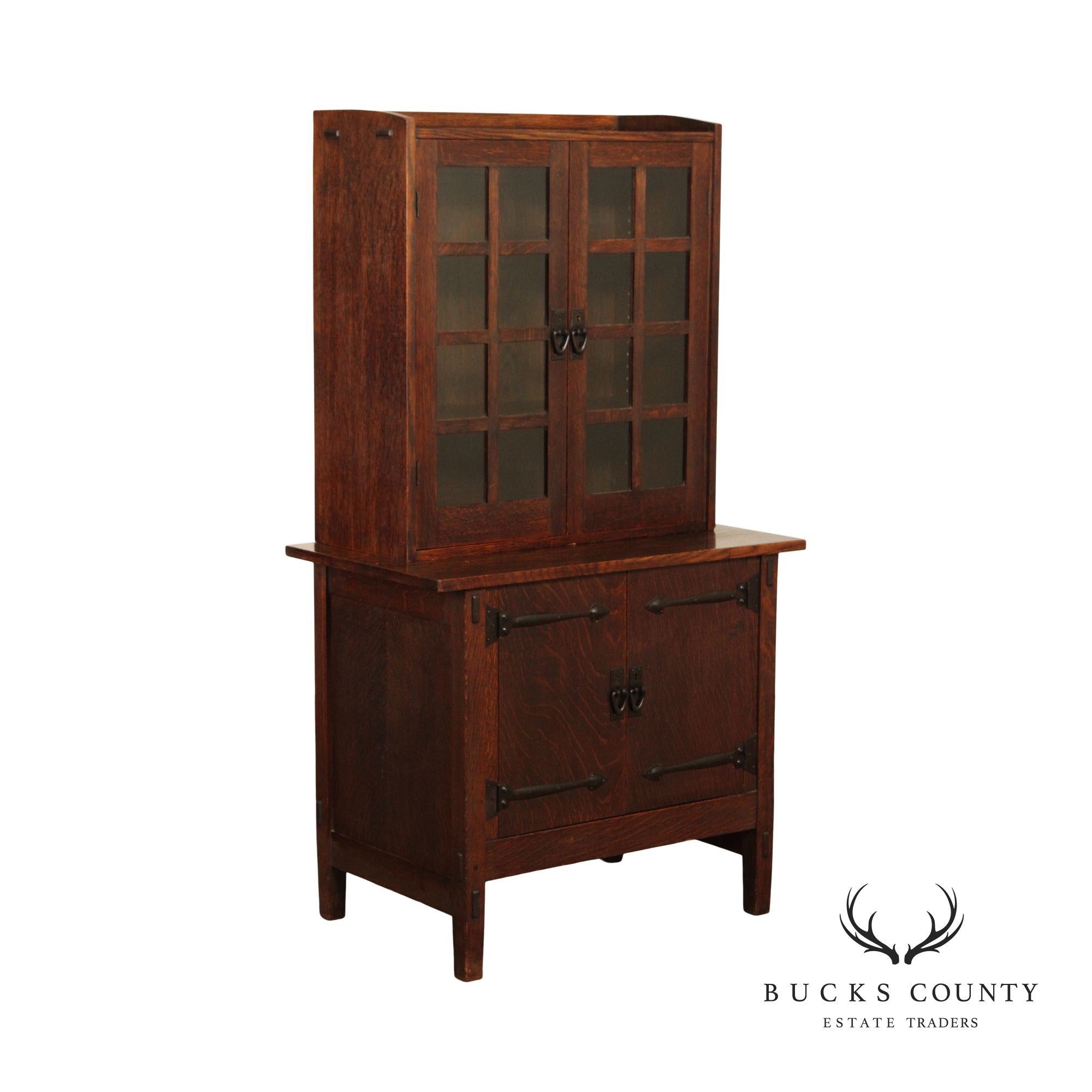 Antique Gustav Stickley Mission Oak Safe Cabinet