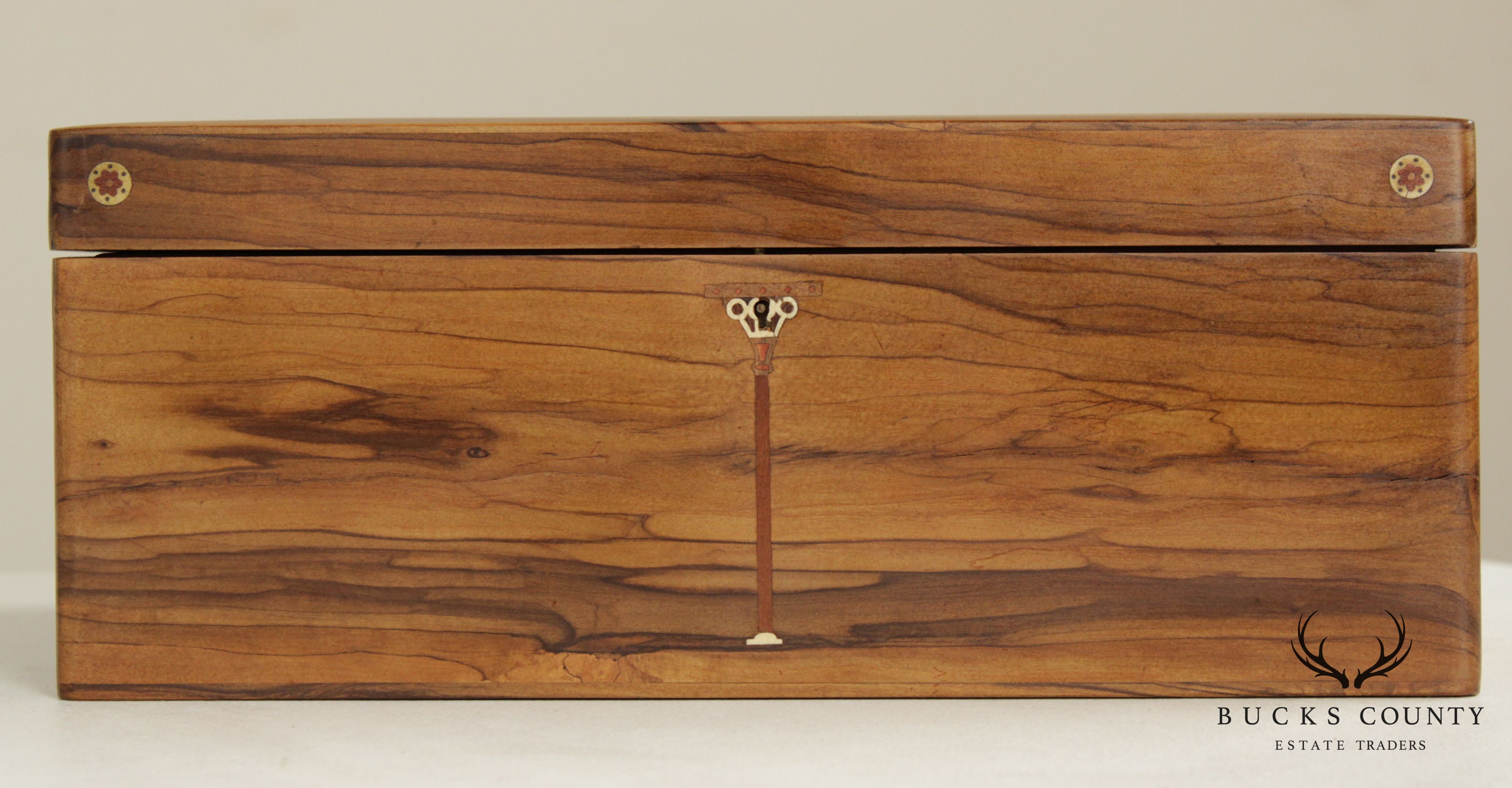 Antique Exotic Wood Inlaid Sewing or Desk Box