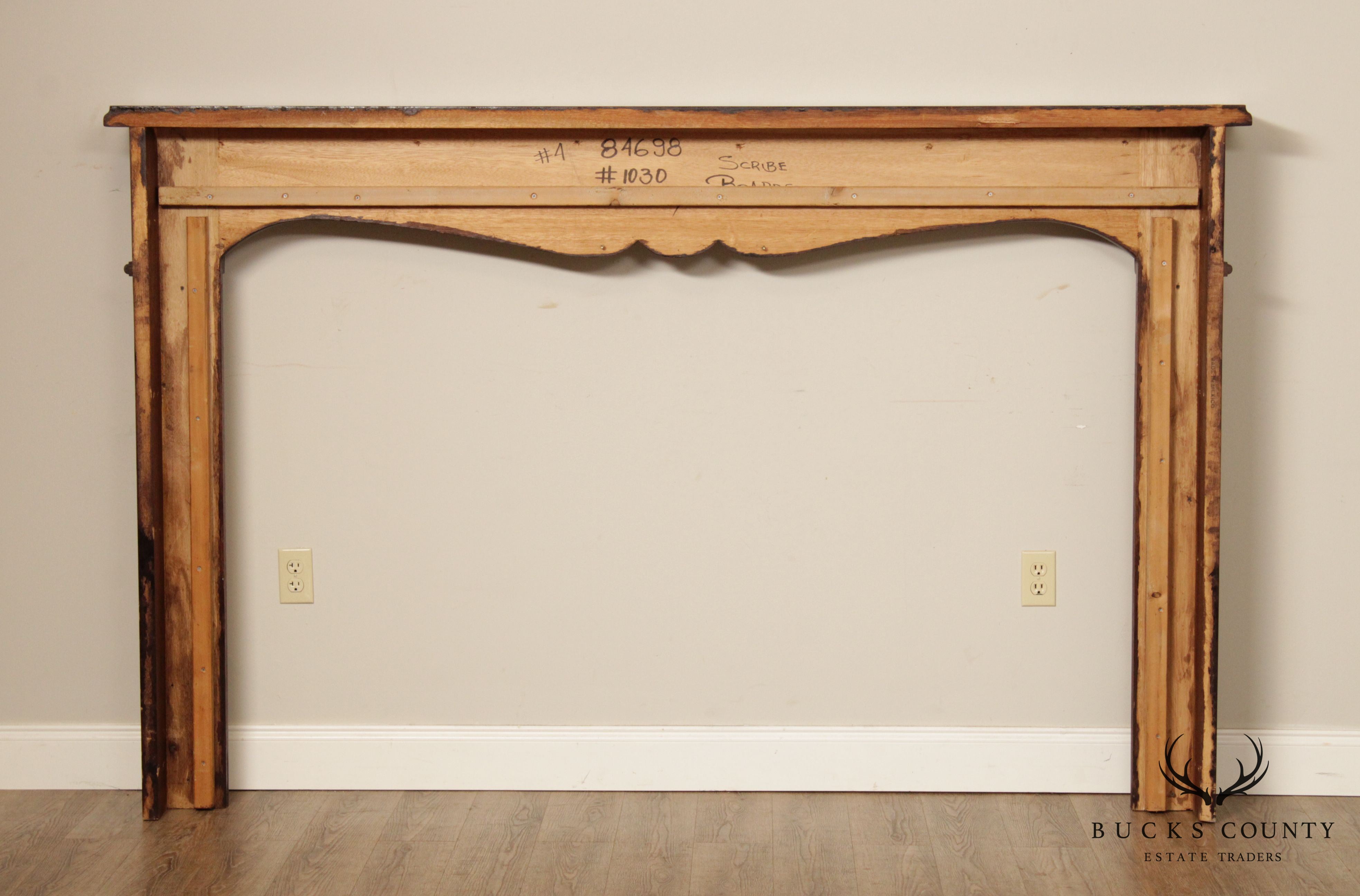 Custom Quality Mahogany Shell-Carved Fireplace Mantel
