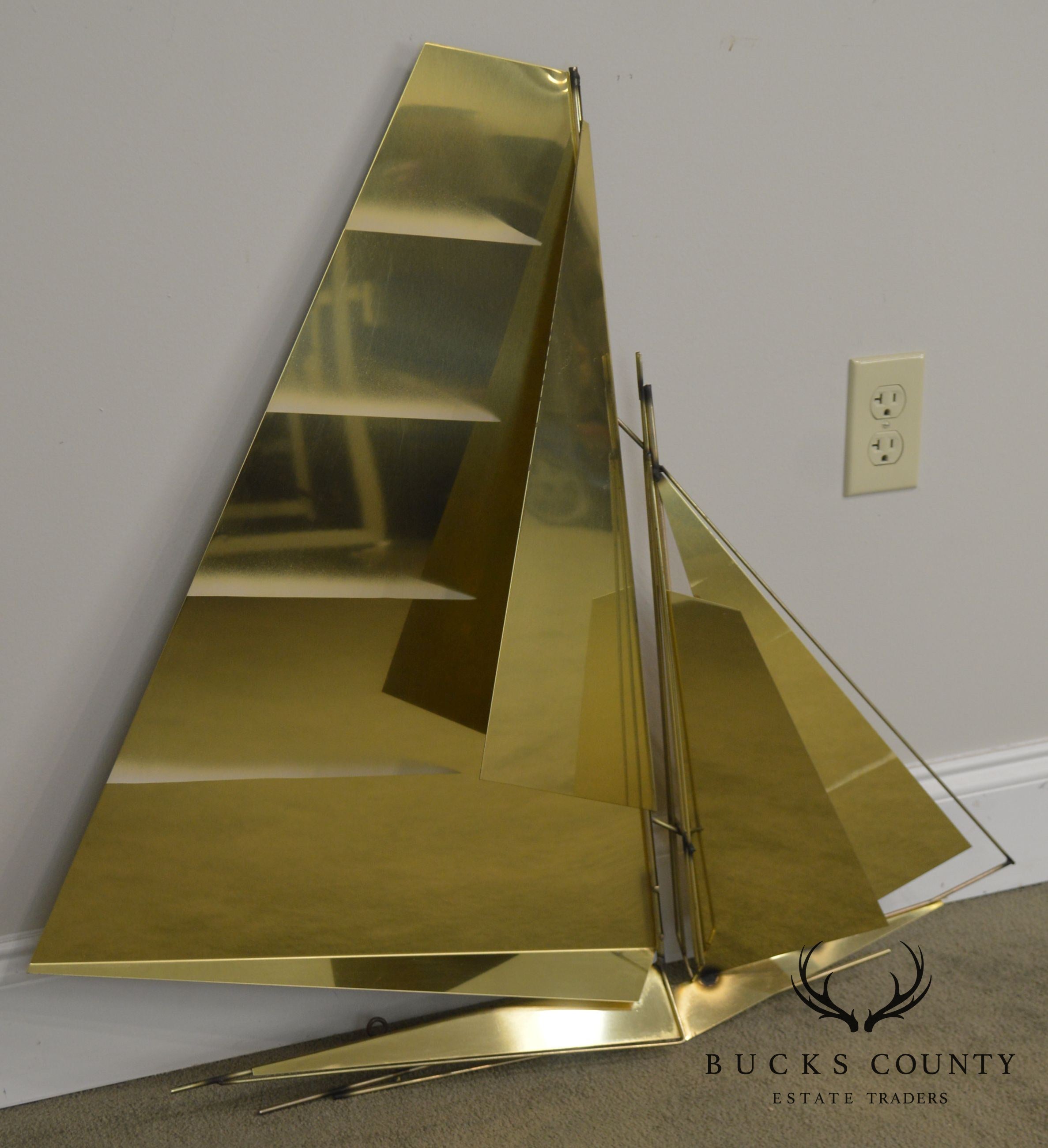 Curtis Jere Large Brass Wall Sculpture of Sailboat