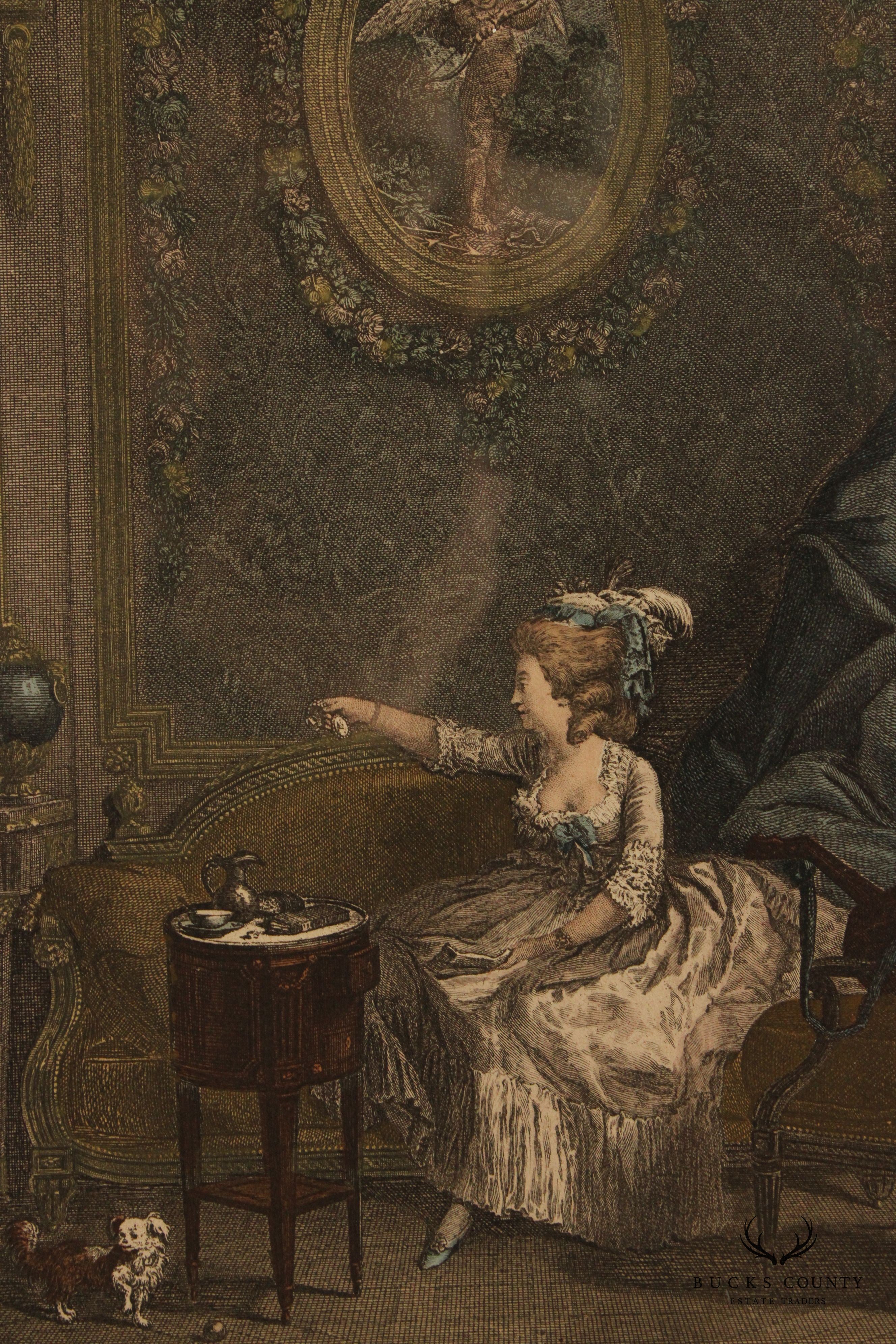 Antique French Pair Colored Engravings, After Nicolas de Launay
