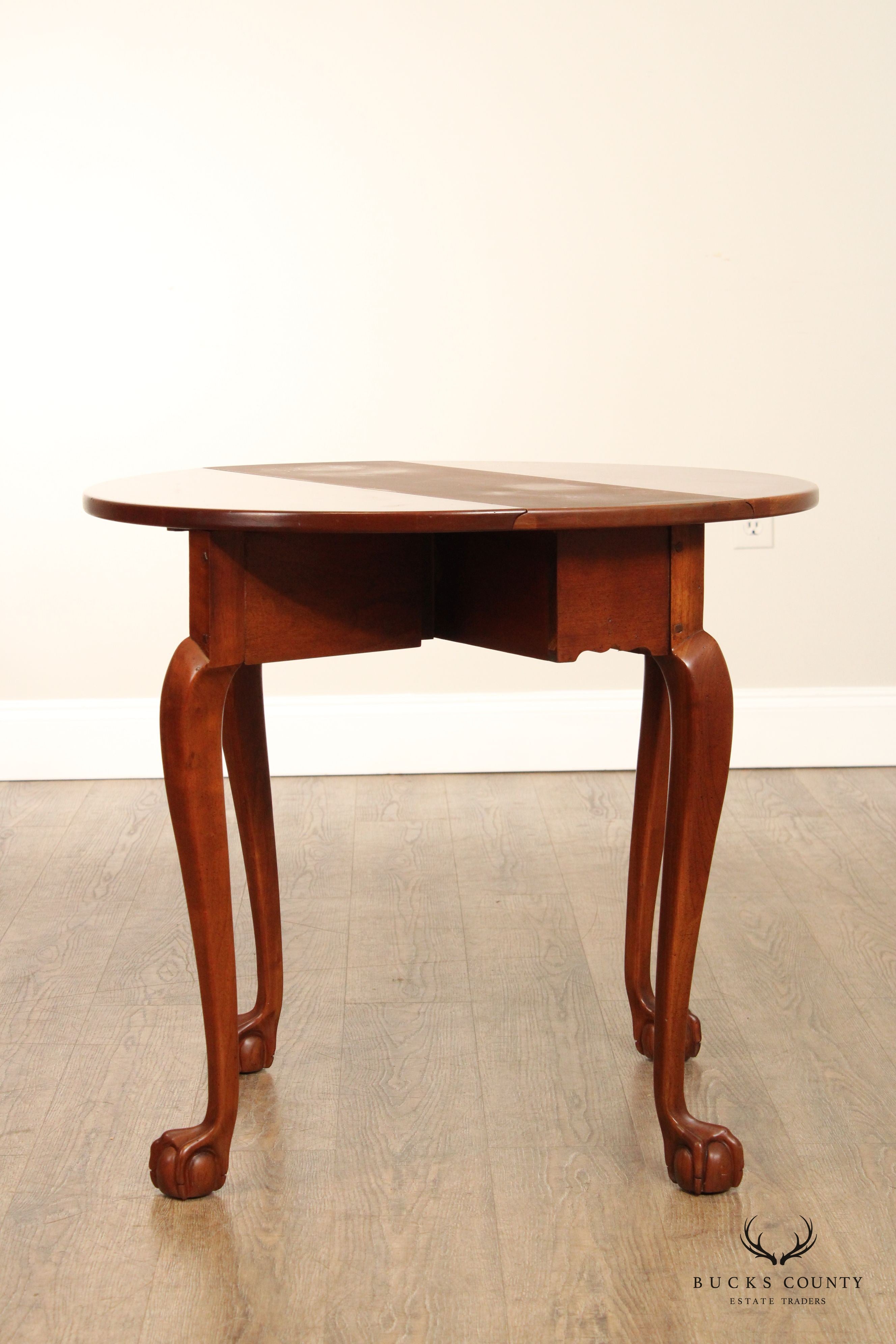 Chippendale Style Ball And Claw Drop Leaf Crescent Table