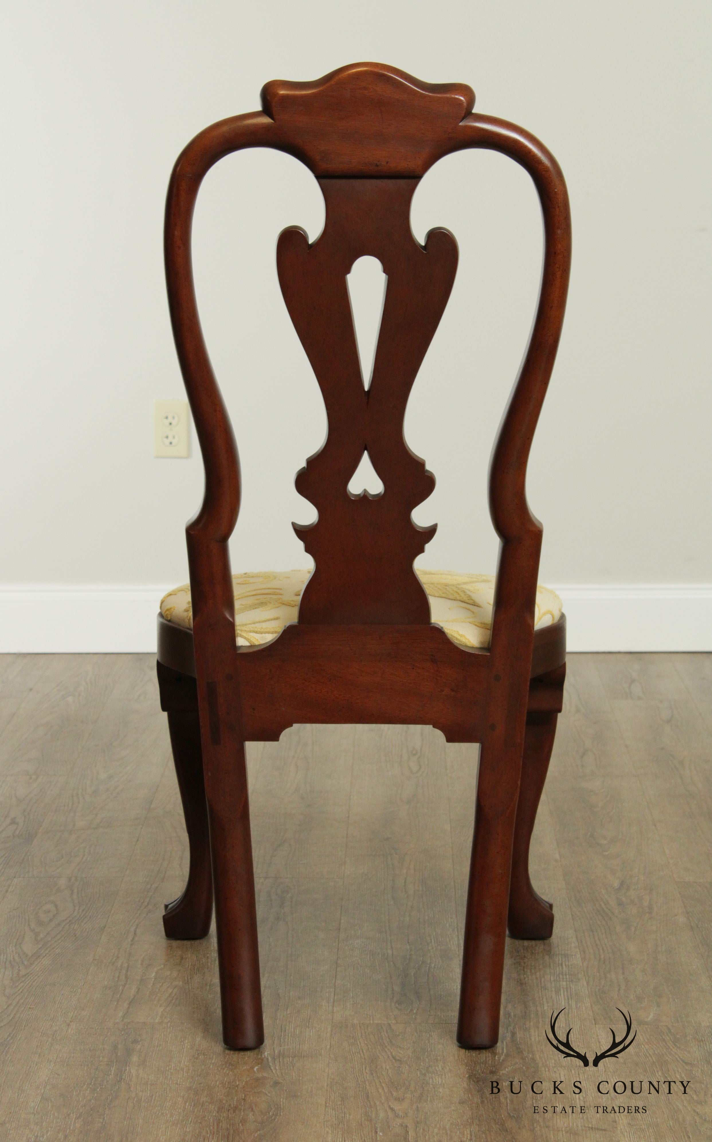 Kittinger Colonial Williamsburg Mahogany Set 6 Queen Anne Dining Chairs
